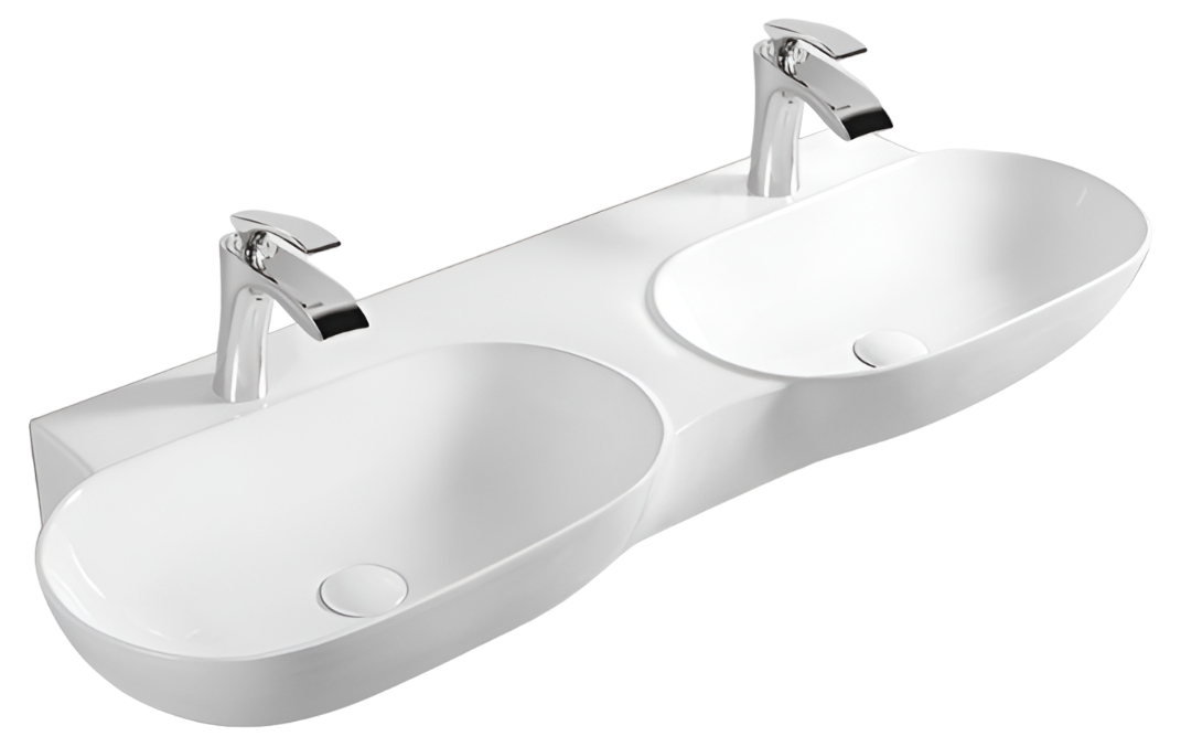 

Раковина SantiLine SL-2113 двойная 120х39 см, белая, Белый, SL-2113