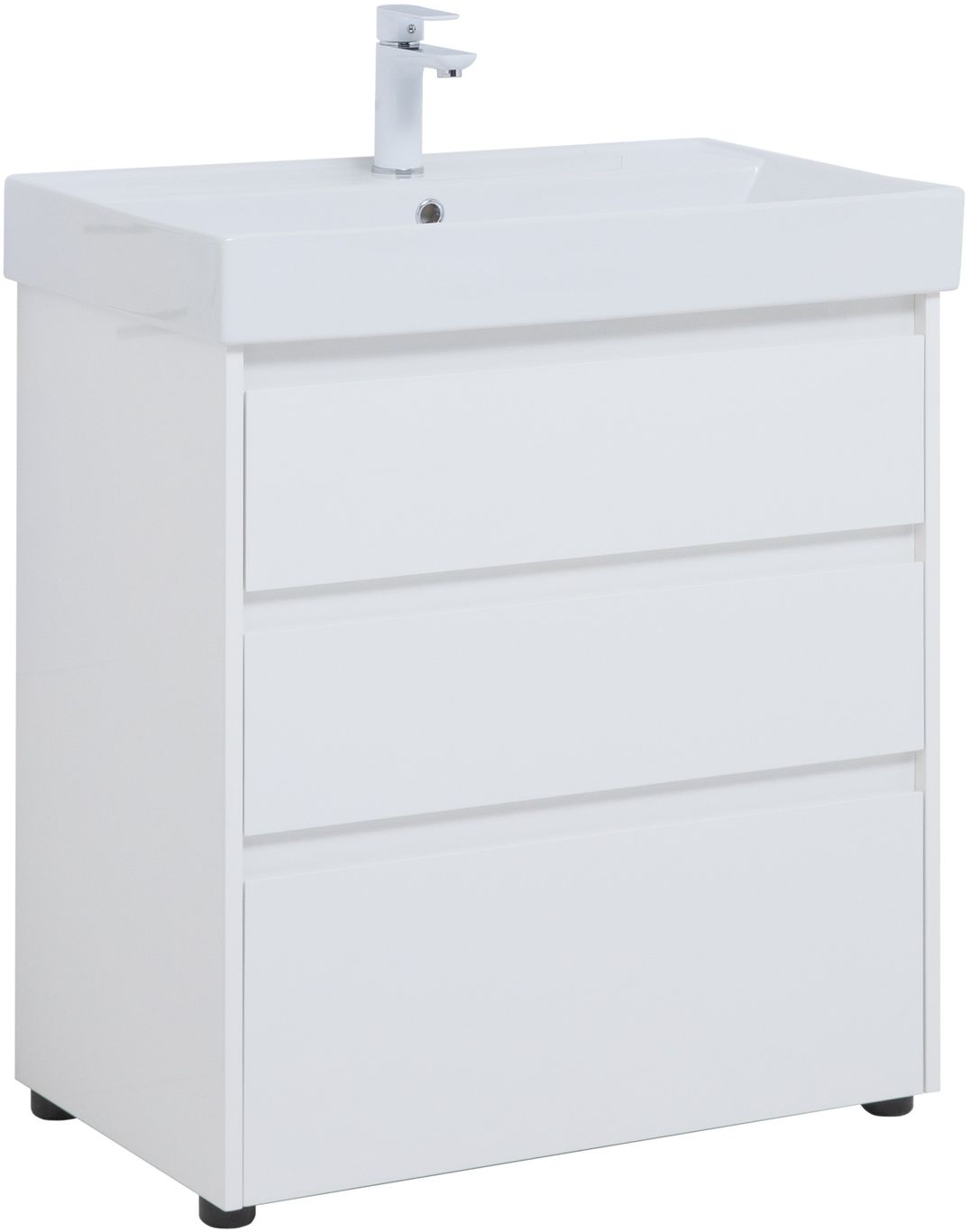 

Тумба с раковиной Aquanet Nova Lite 75 белый глянец, 3 ящика, Nova Lite 75