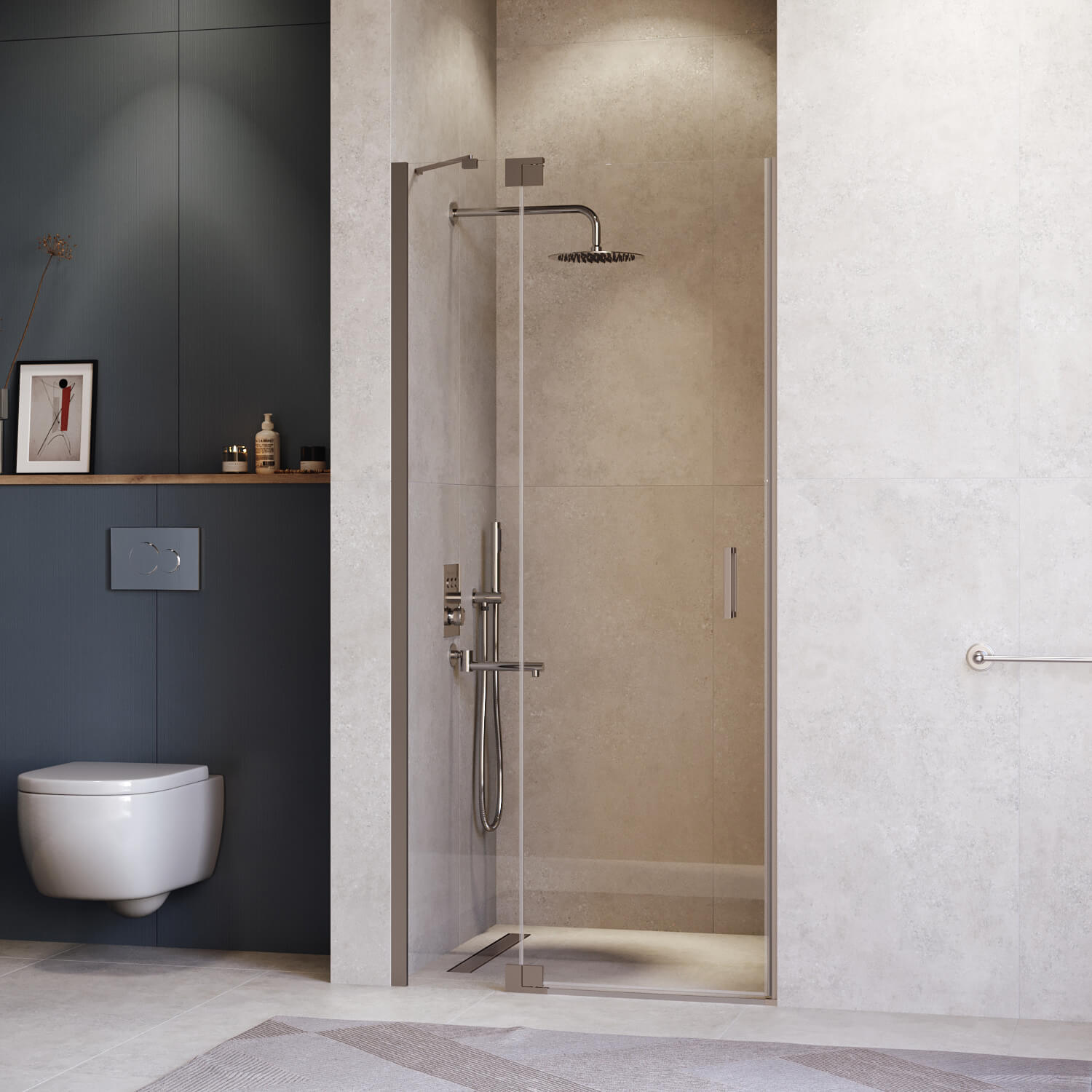 

Душевая дверь в нишу RGW Hotel HO-014Gr 120х200 профиль серый, стекло матовое-сатинат, HO-014Gr 350601412-210