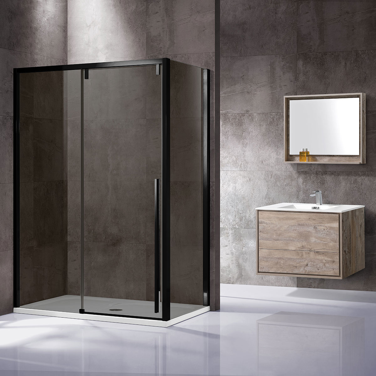 

Душевой уголок Vincea Lugano VSR-1L9012CGB-1 120х90 черный, стекло тонированное, VSR-1L9012CGB-1