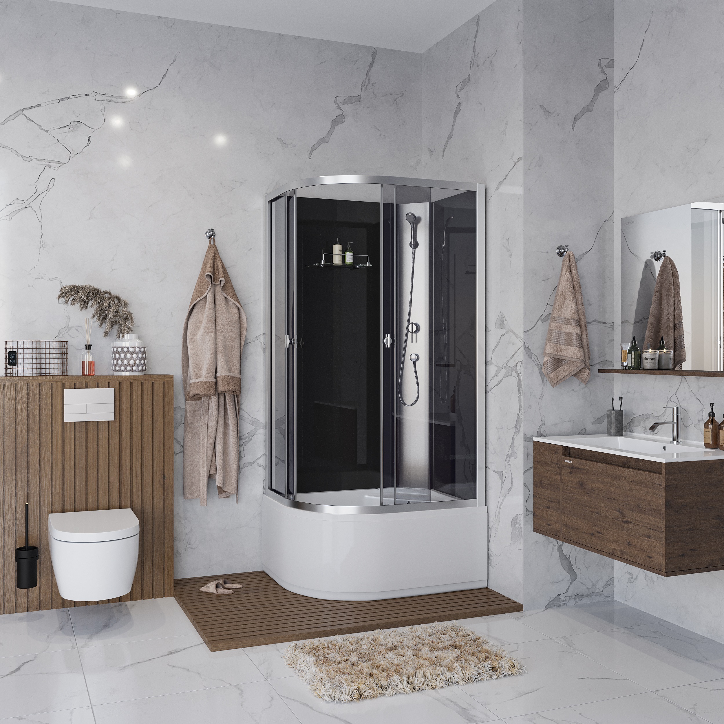 

Душевая кабина Niagara Eco E100/80/40R/TN/BK 100х80 R стекло тонированное, профиль серебро, E100/80/40R/TN/BK