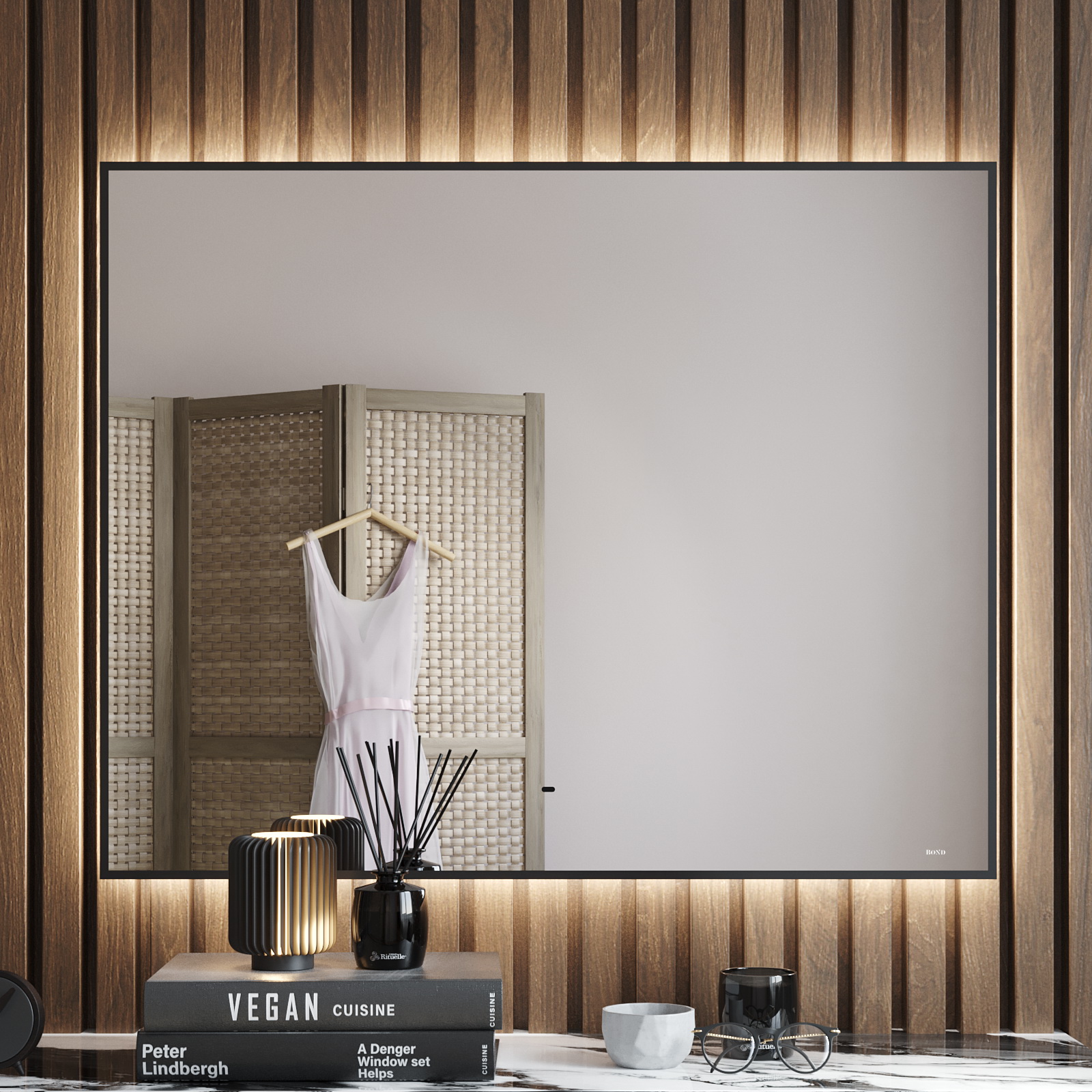 

Зеркало Bond Cube 100х80 с LED-подсветкой и бесконтактным сенсором, черный, M36ZE-10080