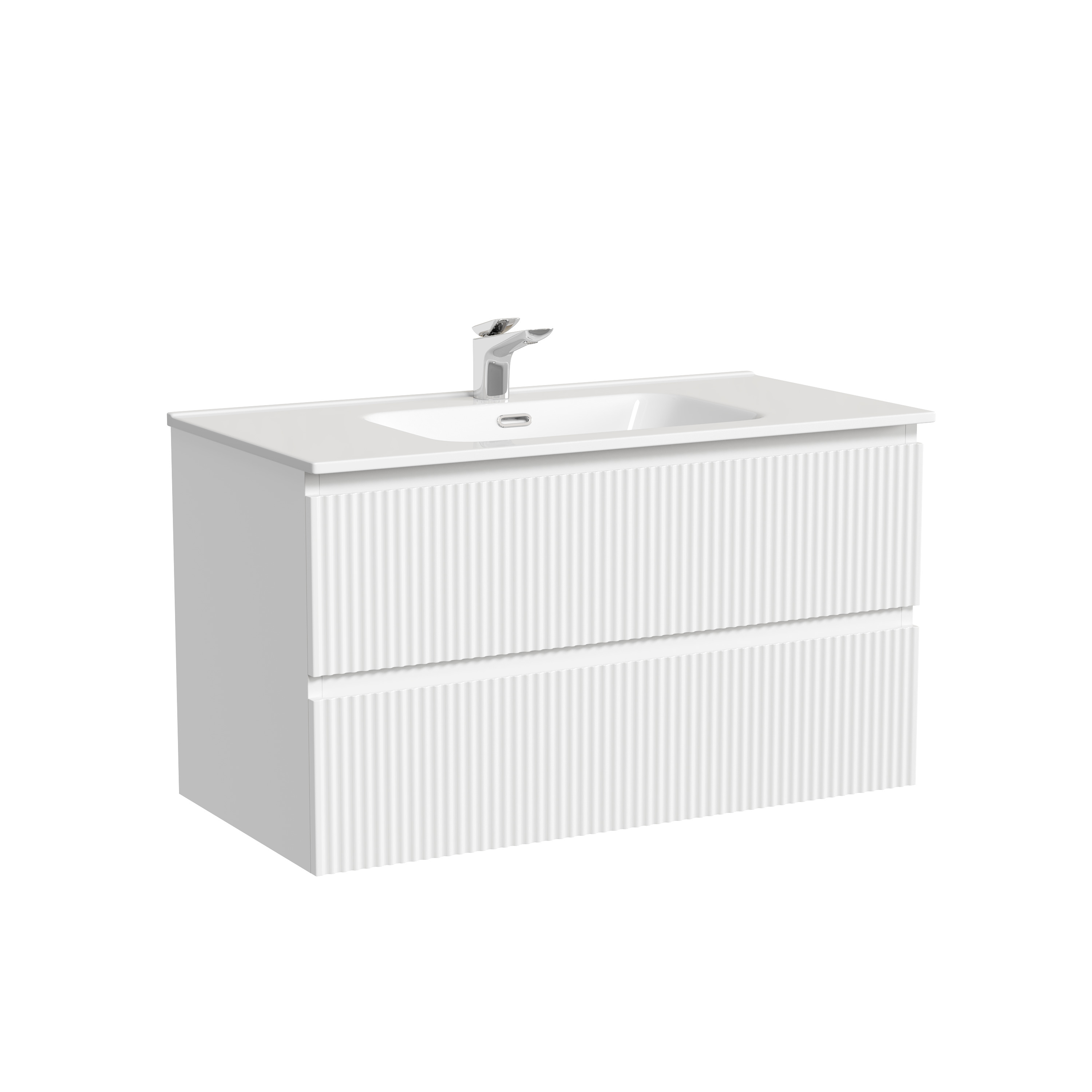 

Тумба с раковиной Sancos Snob R 90 подвесная, 2 ящика, Bianco (раковина CN7002), Белый матовый, SNR90W