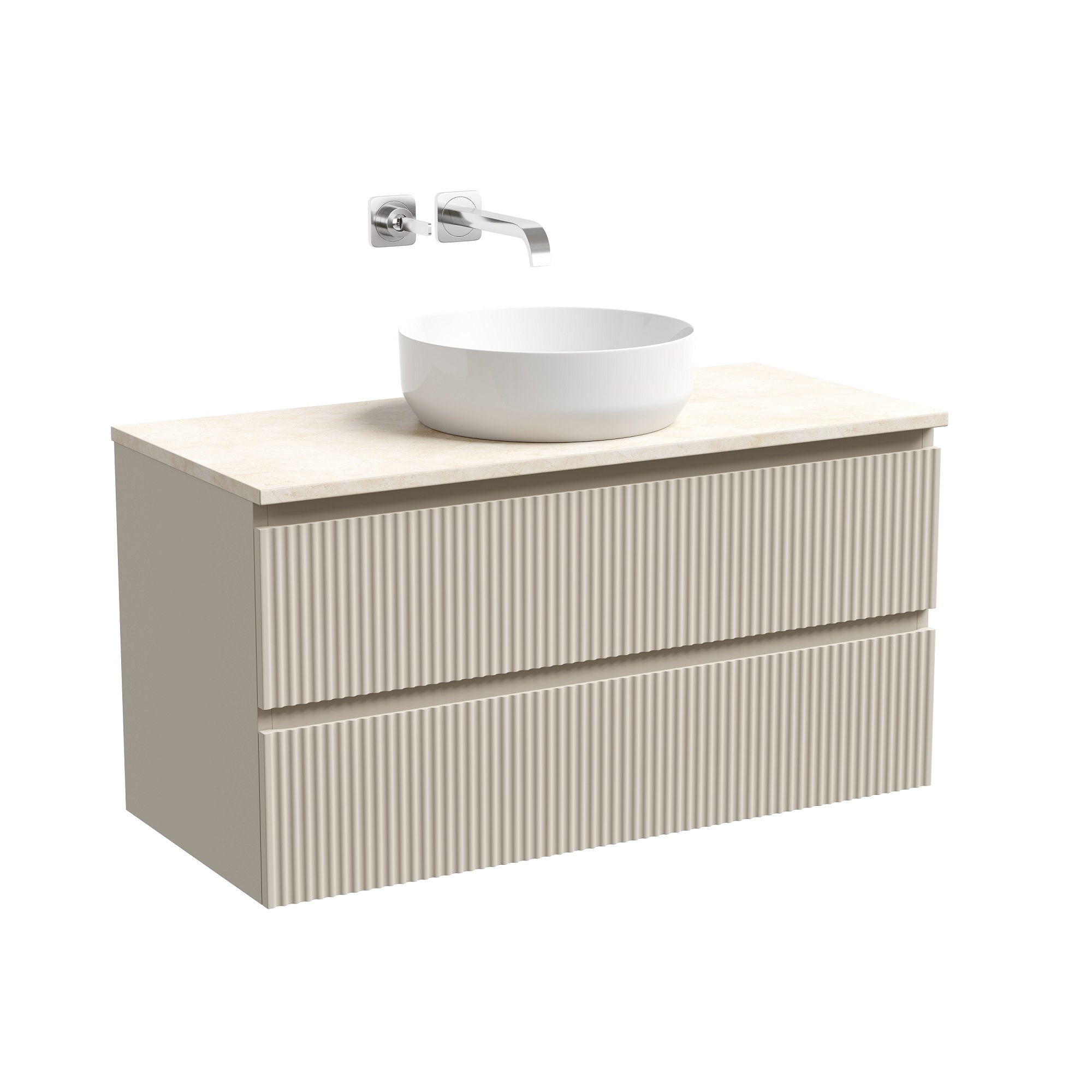 

Тумба со столешницей Sancos Snob R 100 подвесная, столешница kreman, Beige Soft (без отверстия под смеситель), Бежевый, Snob R SNR100CE