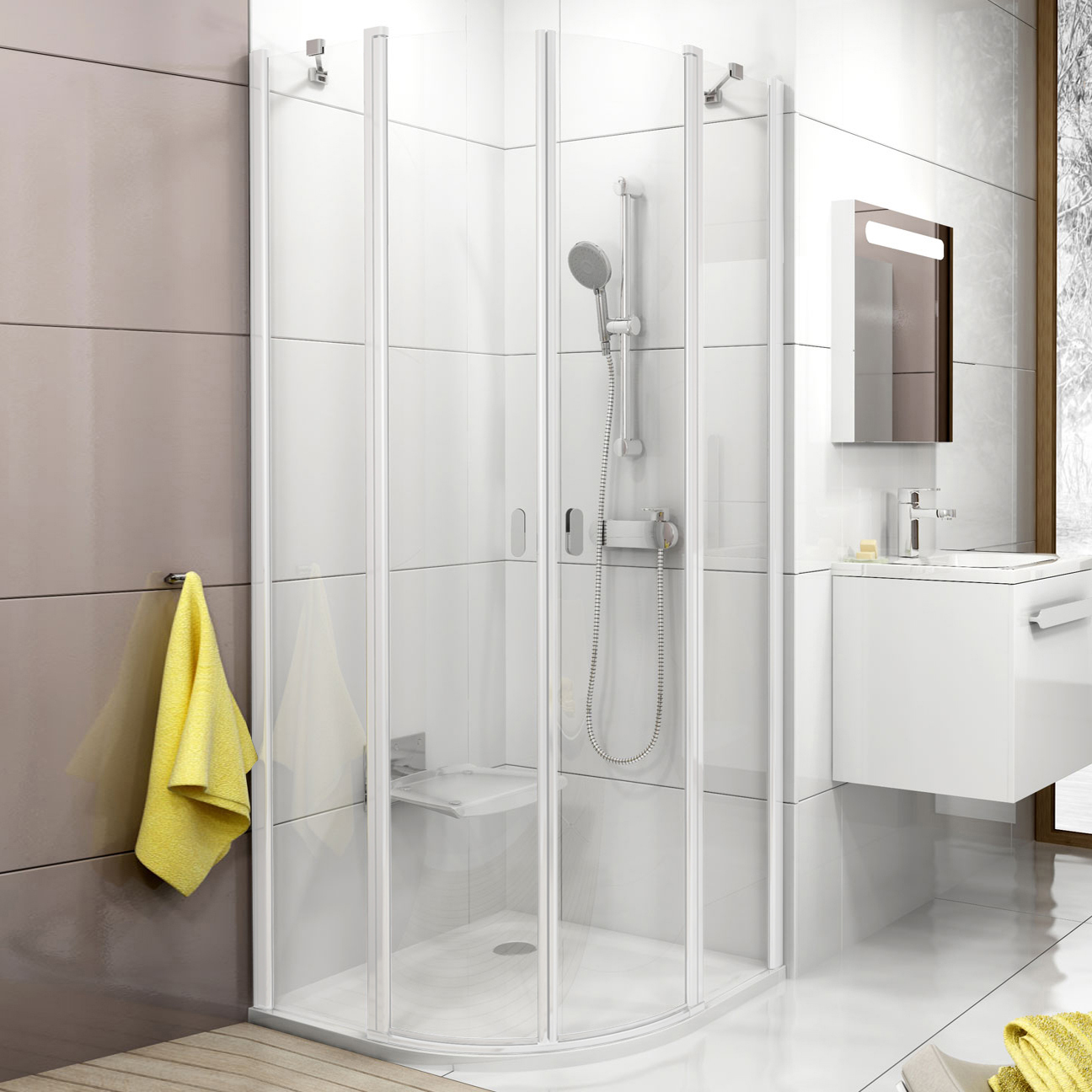 

Душевой уголок Ravak CSKK4-80 Transparent, белый профиль, CSKK4-80