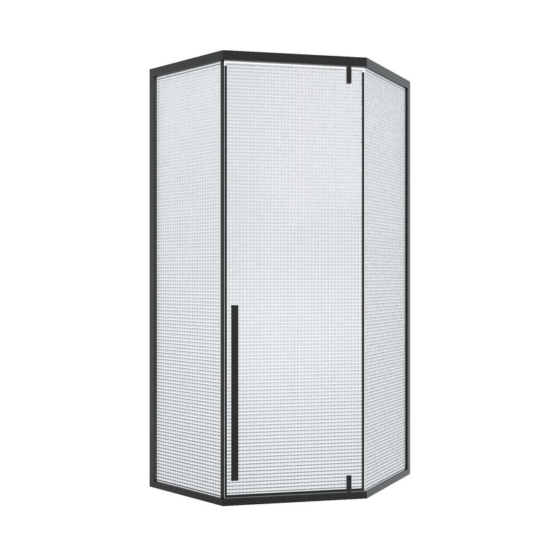 

Душевой уголок Ceruttispa C3ABD стекло рифленое, профиль черный, C3ABD