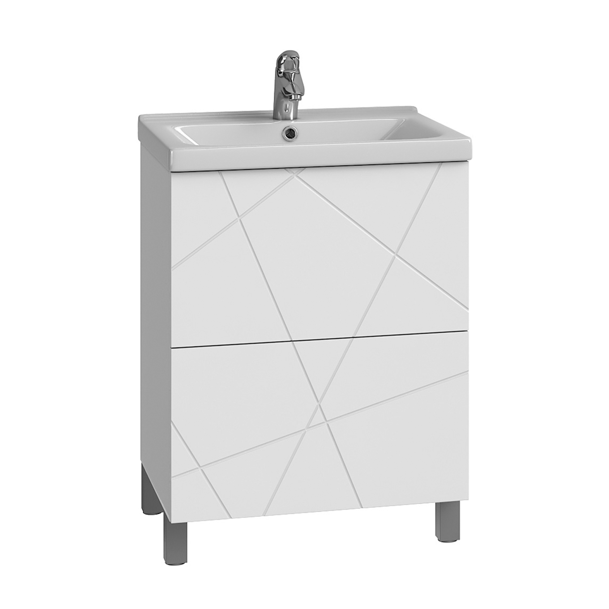 

Тумба с раковиной Vigo Geometry 60 напольная, 2 ящика, белая (раковина Como 60), Белый, Geometry 015