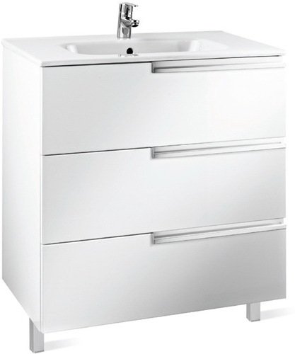 

Тумба с раковиной Roca Victoria Nord Ice Edition 80 подвесная, 3 ящика, белый глянец, Victoria Nord Ice Edition 80