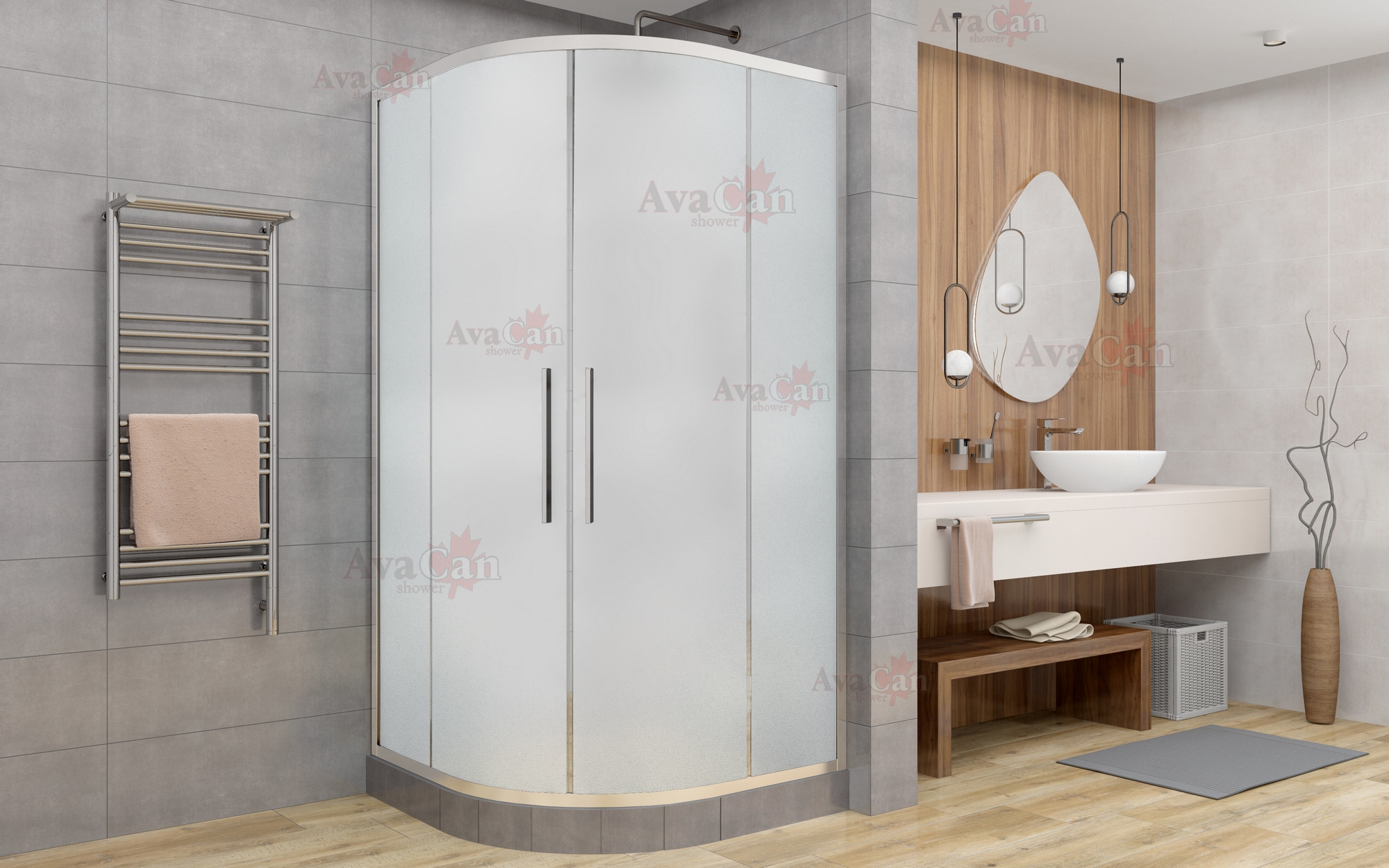 

Душевой уголок AvaCan HC80MT 80х80х195 см, профиль хром, стекло матовое, HC80MT