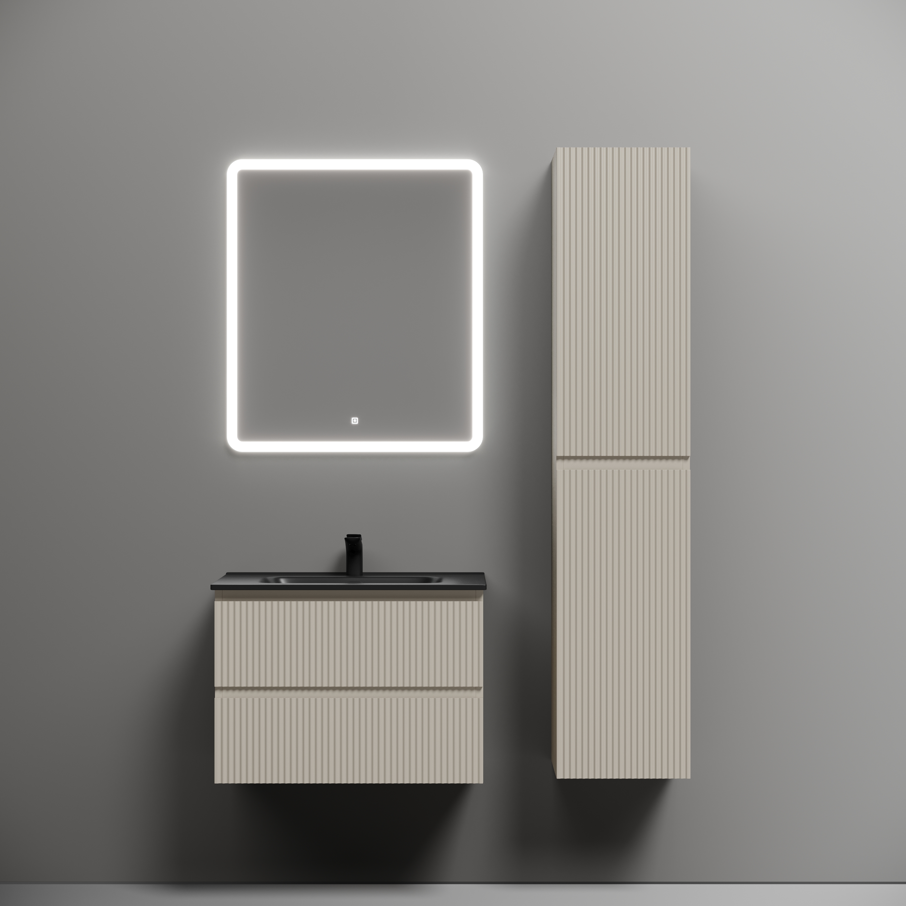 

Мебель для ванной Sancos Snob R 70 подвесная, 2 ящика, Beige Soft (раковина CN7007MB), Бежевый матовый, SNR70CE