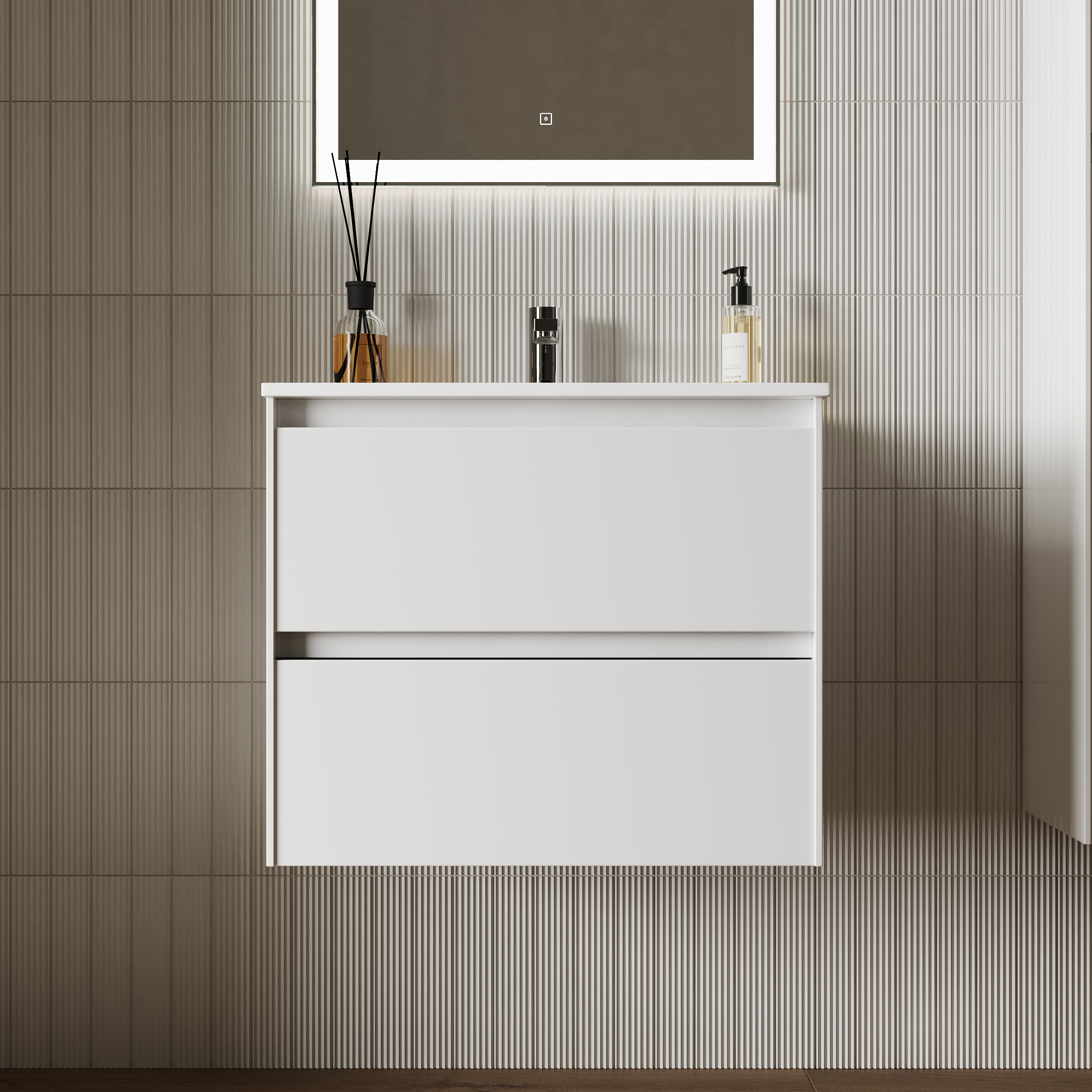 

Тумба с раковиной Sancos Cento 60 подвесная, белый глянец, Белый глянцевый, CN60W