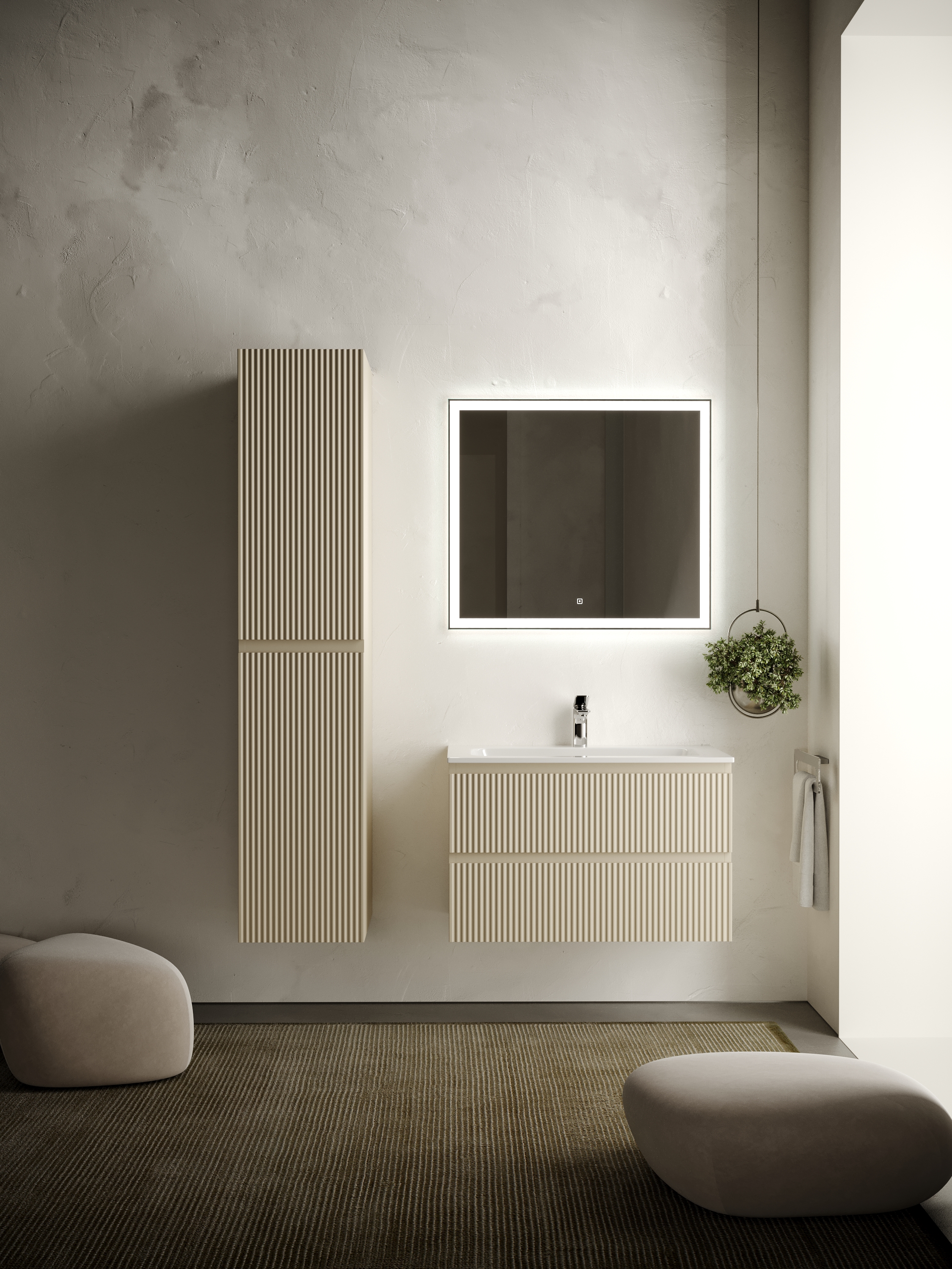 

Мебель для ванной Sancos Snob R 80 SNR80CE 2 ящика, Beige Soft, Серый, Snob R 80