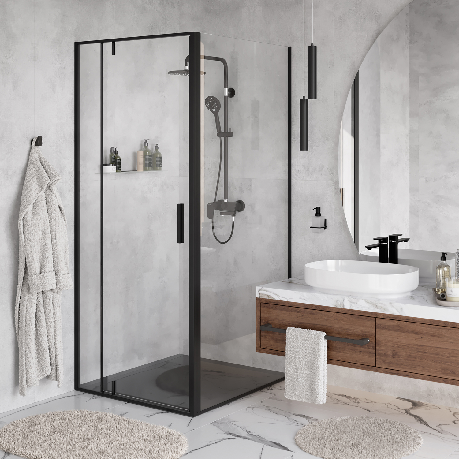 

Душевой уголок WasserKRAFT Elbe 74P19 100x100x200 профиль черный, стекло прозрачное