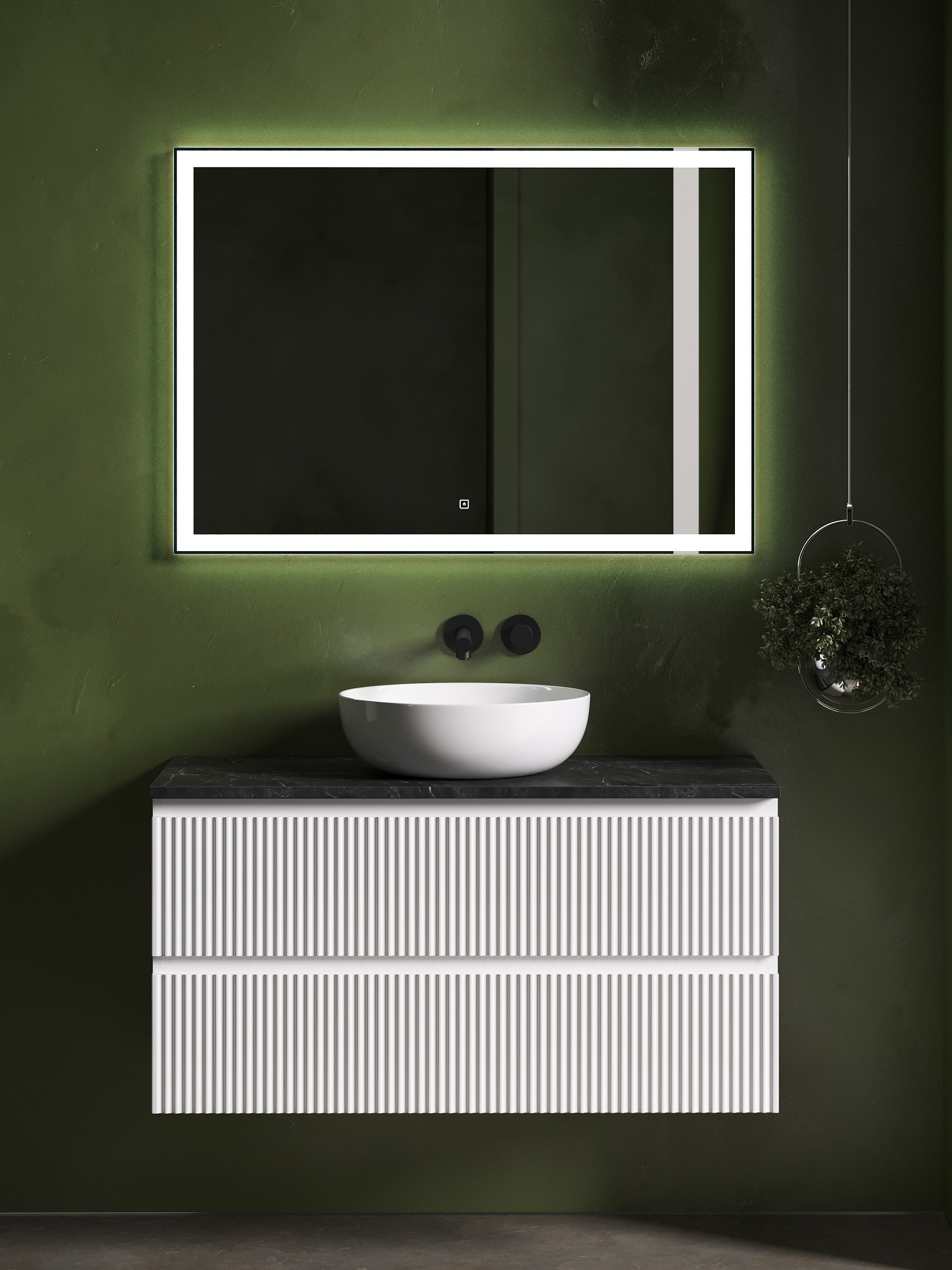 

Мебель для ванной Sancos Snob R 100 подвесная, столешница black sky, Bianco (без отверстия под смеситель), Белый, Snob R SNR100W