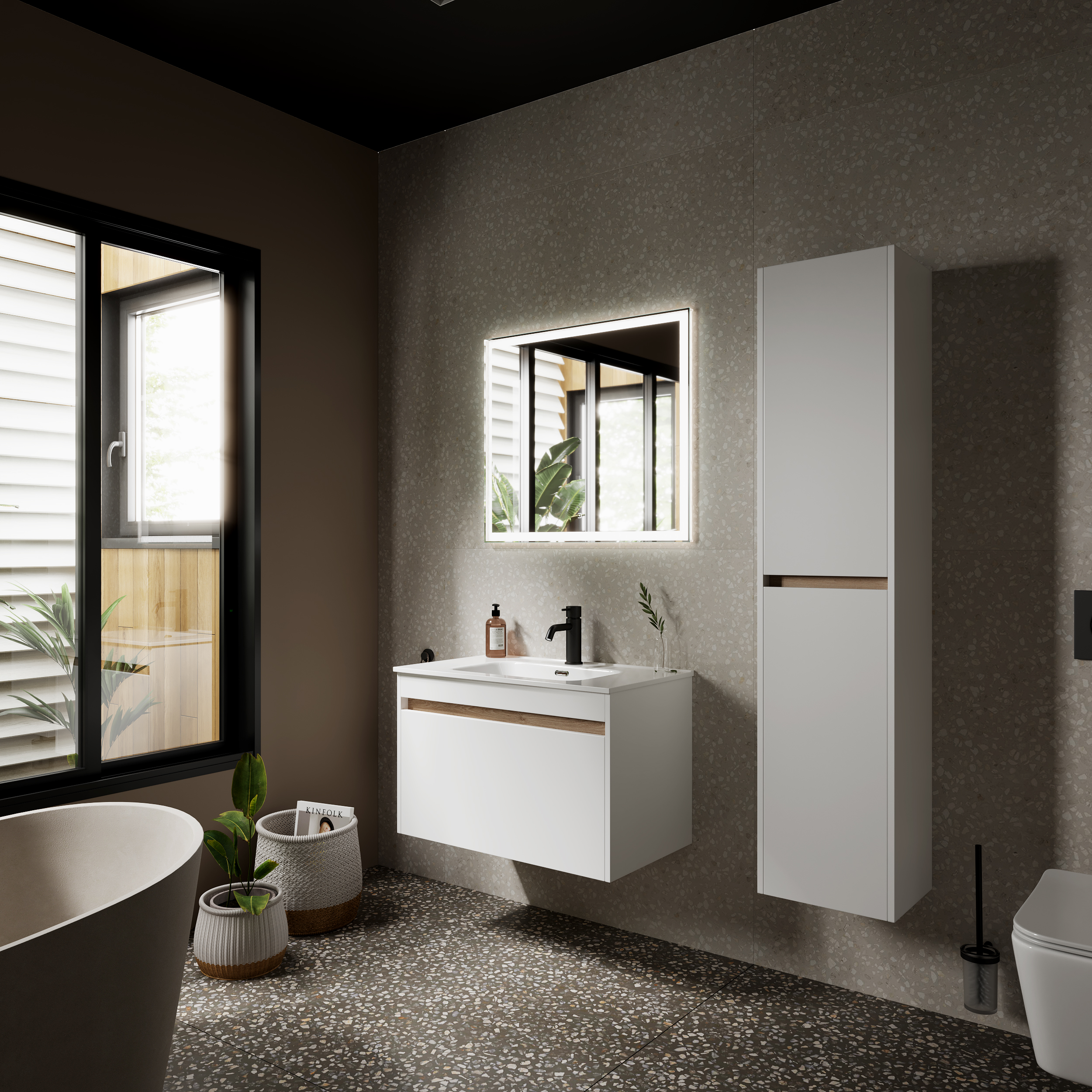 

Мебель для ванной Sancos Smart 80 подвесная, белый глянец, Белый глянцевый, SM80W