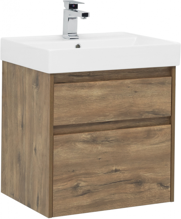 

Тумба с раковиной Aquanet Nova Lite 60 дуб рустикальный (2 ящика), Коричневый, Nova Lite 00249512