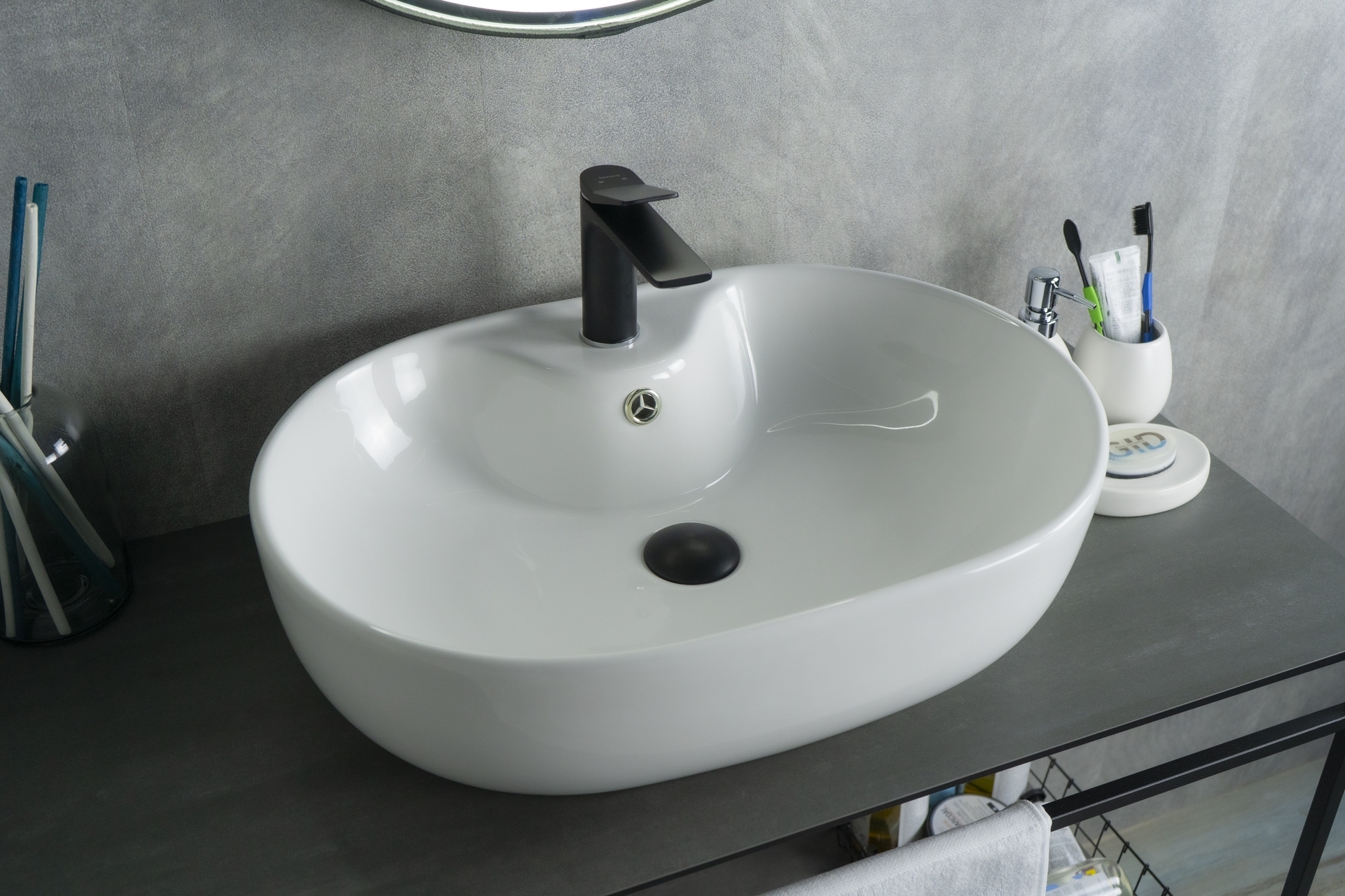 

Раковина Gid Lago N9163 накладная 59х41 белая, Белый, Lago N9163
