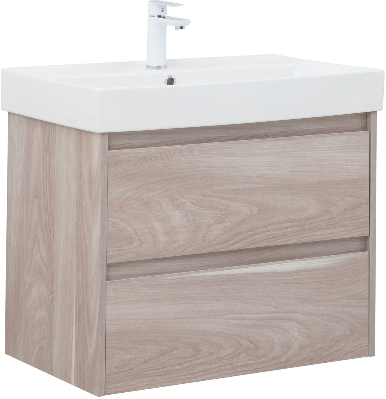 

Тумба с раковиной Aquanet Nova Lite 75 орех светлый, 2 ящика, Светлое дерево, Nova Lite 75