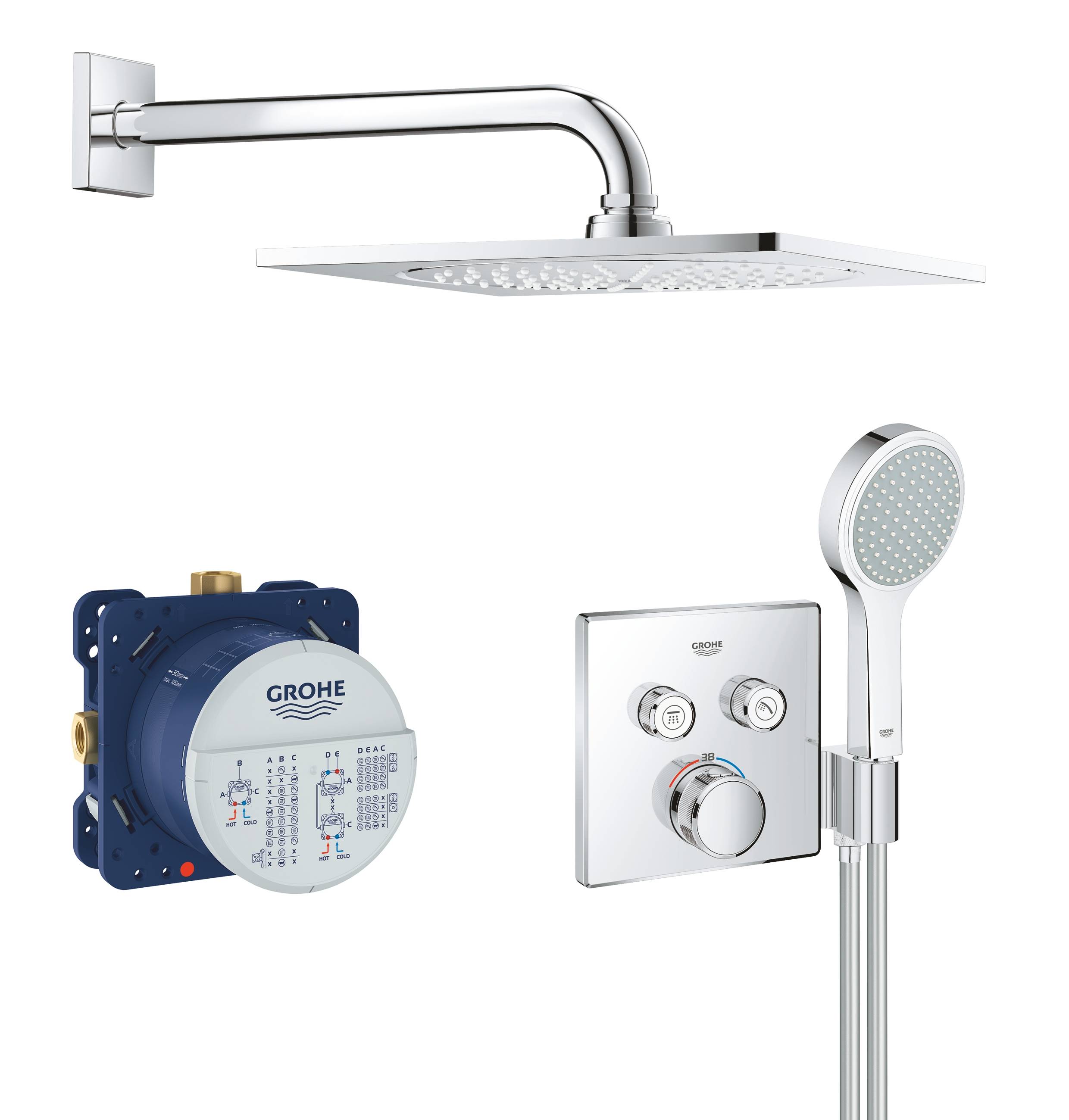 

Душевая система Grohe Grohtherm SmartControl 34742000 встраиваемая, с термостатом, Хром, Grohtherm SmartControl 34742000