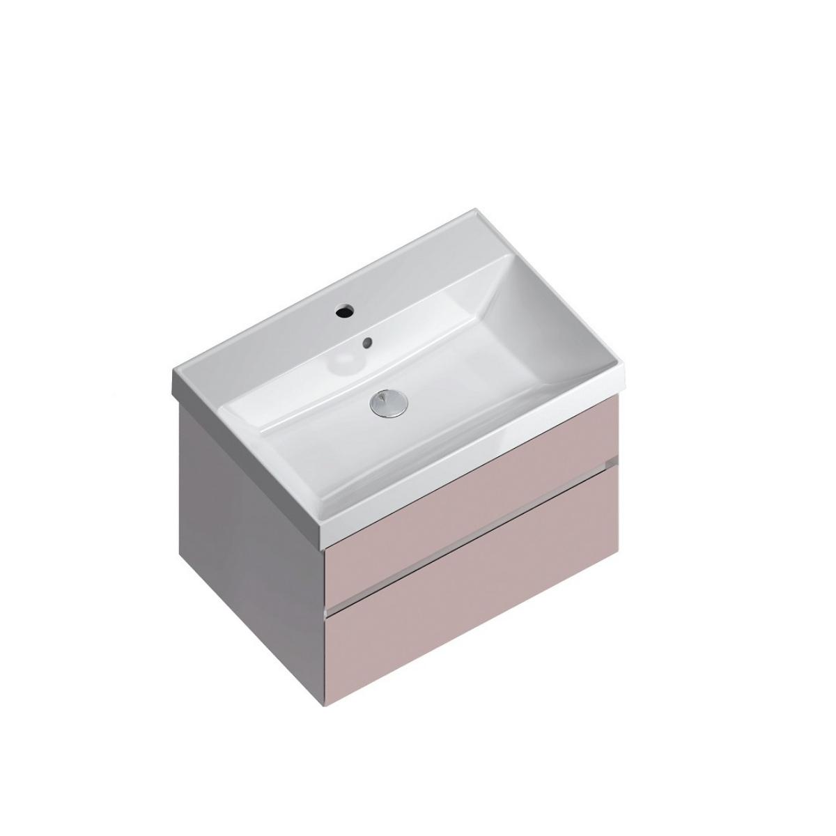 

Тумба с раковиной Kerama Marazzi Cubo 70 подвесная, мальва матовая, Розовый, Cubo 70