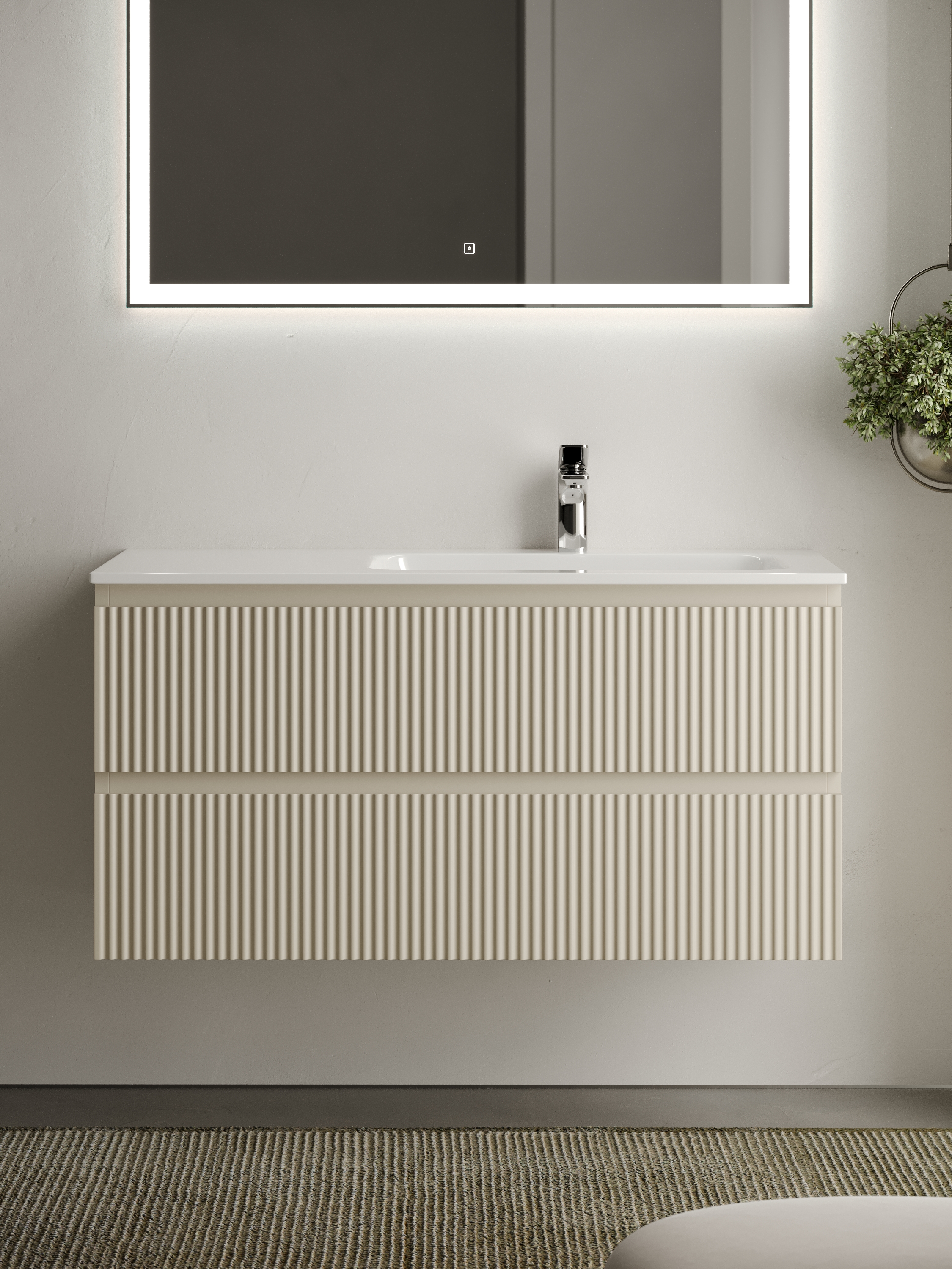 

Тумба с раковиной Sancos Snob R 100 SNR100RCE правая, 2 ящика, Beige Soft, Серый, Snob R 100