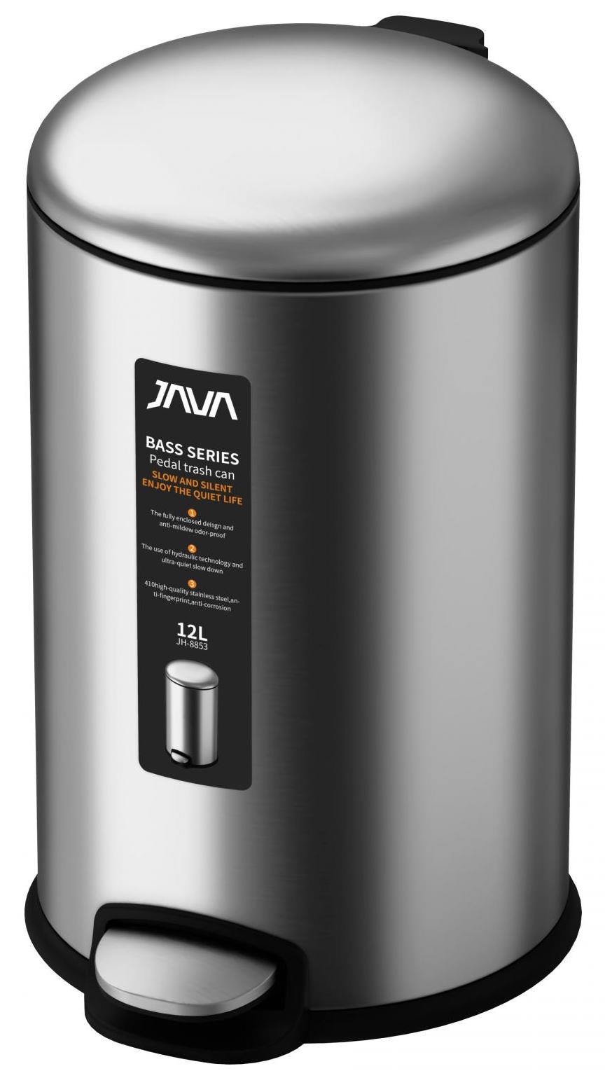 

Мусорное ведро Java S-885-12L с микролифтом 12 л сатин, Хром, 12L