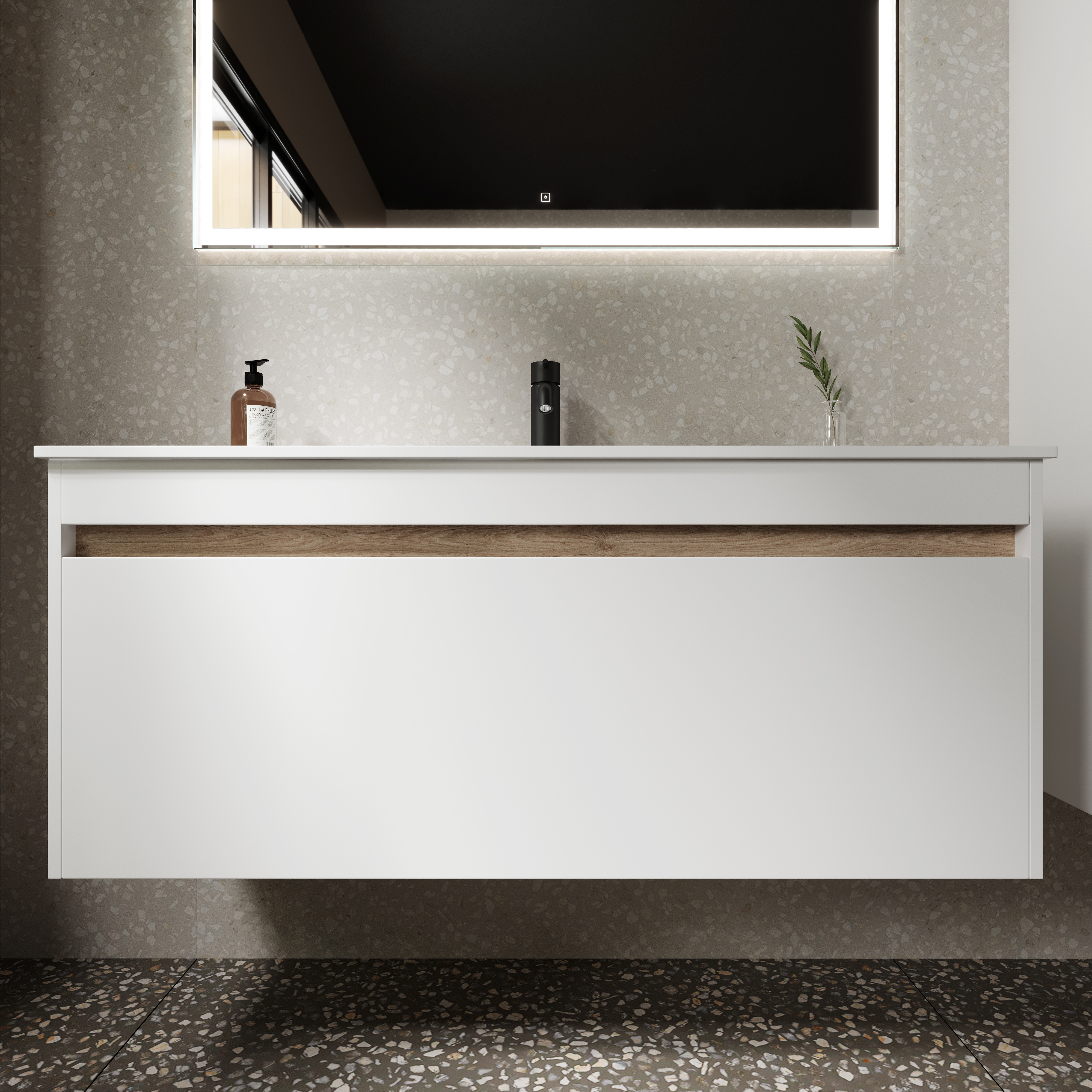 

Тумба с раковиной Sancos Smart 120-1 подвесная, белый глянец, Белый глянцевый, SM120-1W
