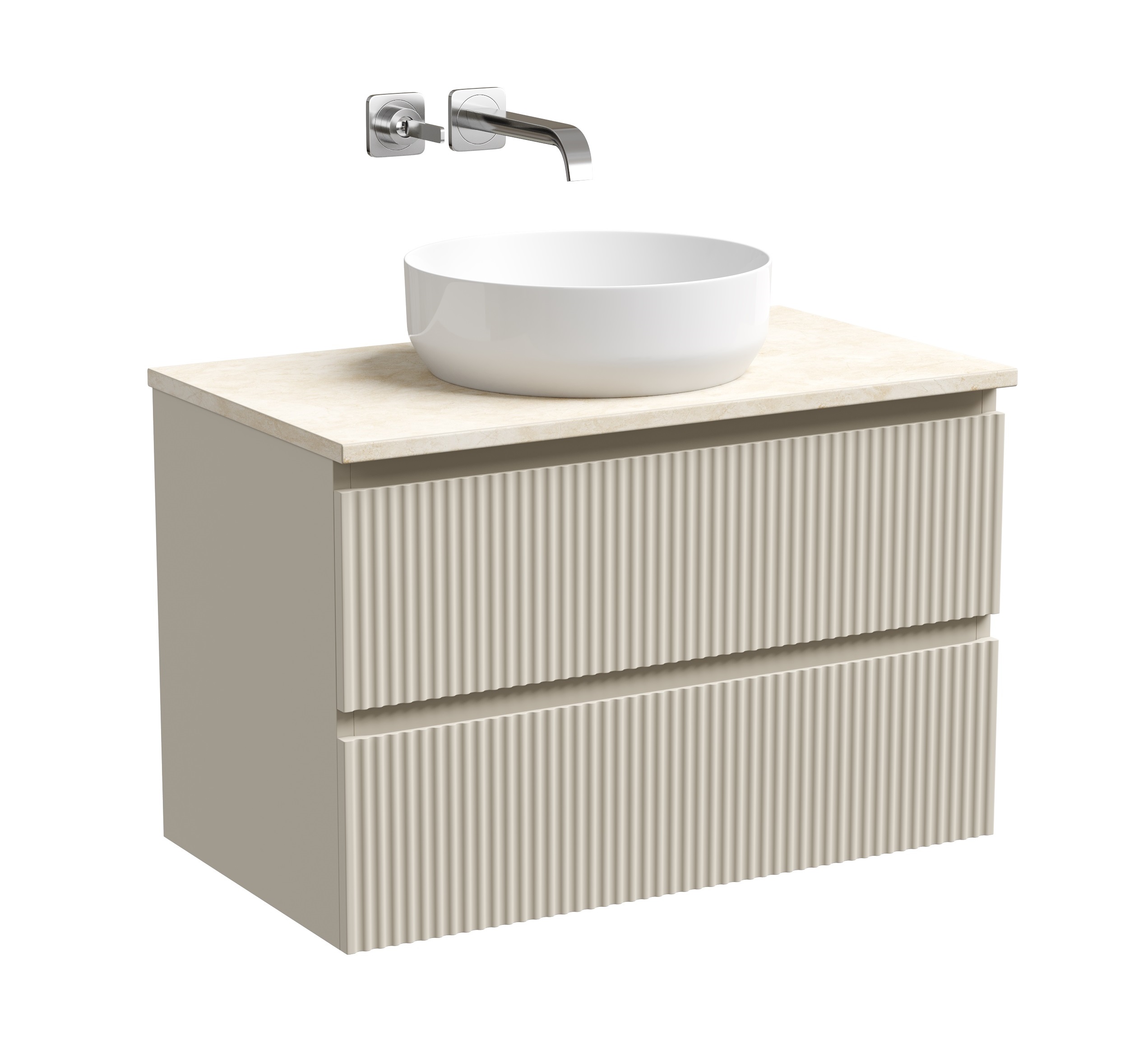 

Тумба со столешницей Sancos Snob R 80 подвесная, столешница kreman, Beige Soft (без отверстия под смеситель), Бежевый, Snob R SNR80CE