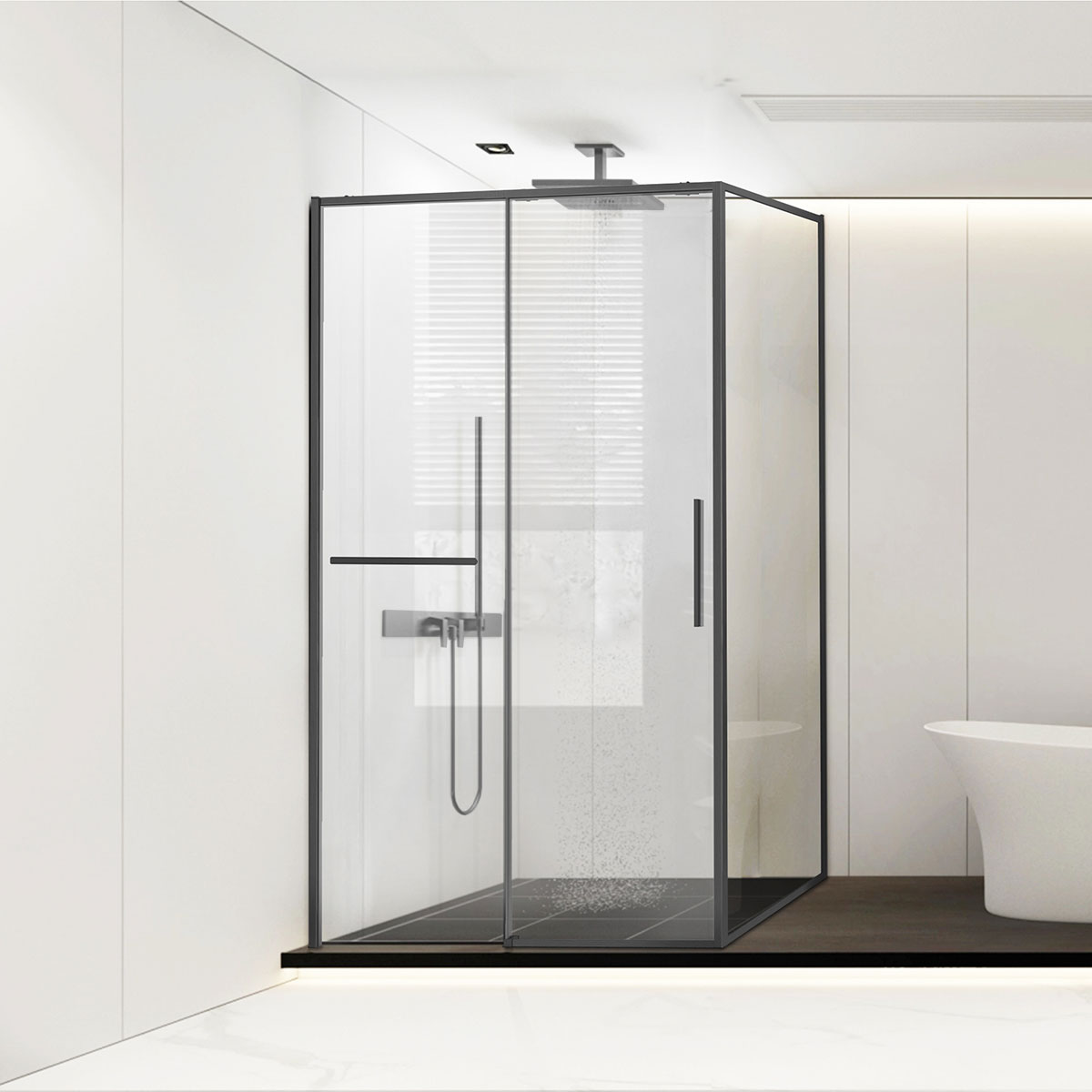 

Душевой уголок Vincea Slim Soft VSR-1SS9011CLGM 110х90 профиль вороненый, стекло прозрачное, VSR-1SS9011CLGM