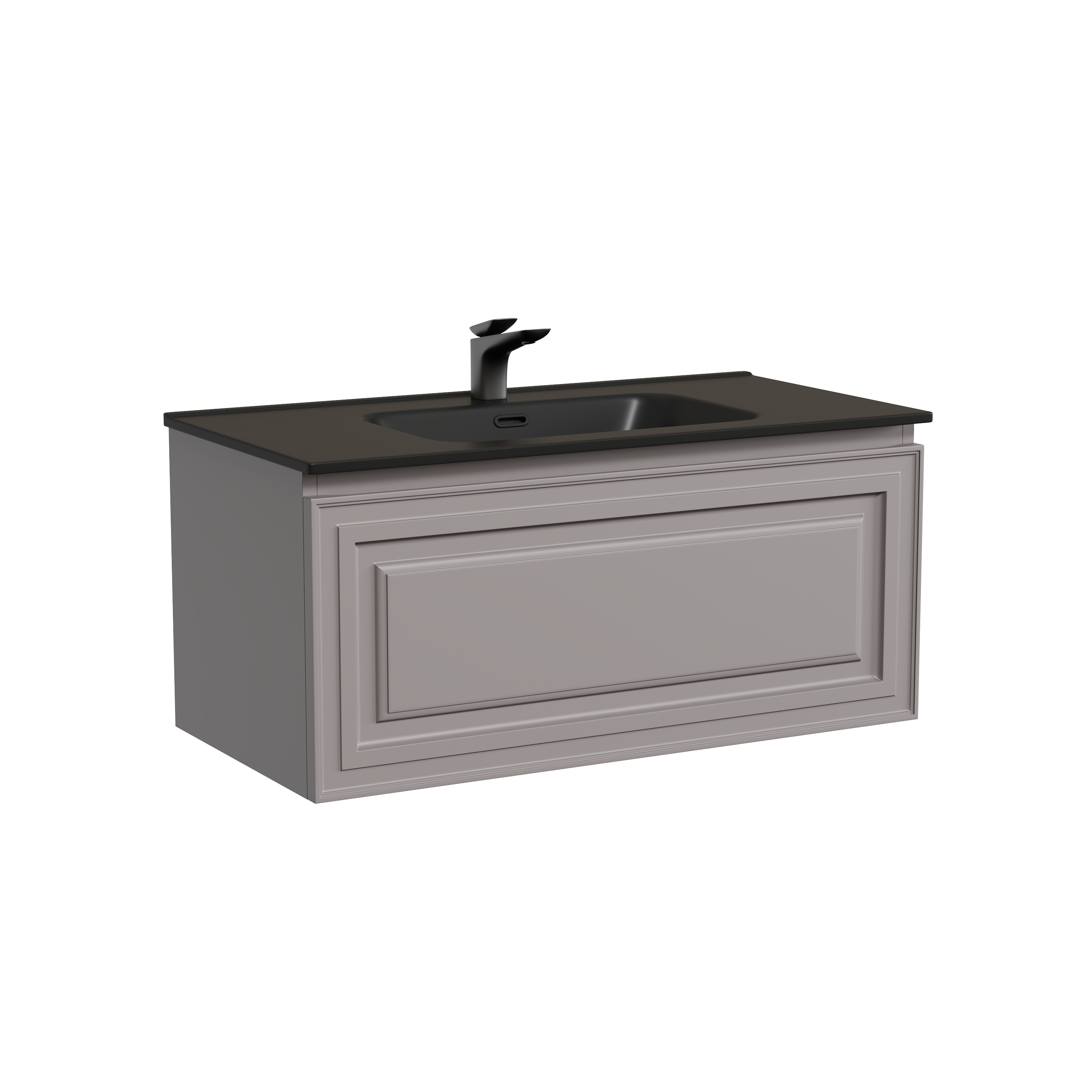 

Тумба с раковиной Sancos Very 90 подвесная, 1 ящик, Doha Soft (раковина СN7002MB), Серый матовый, VR90SM
