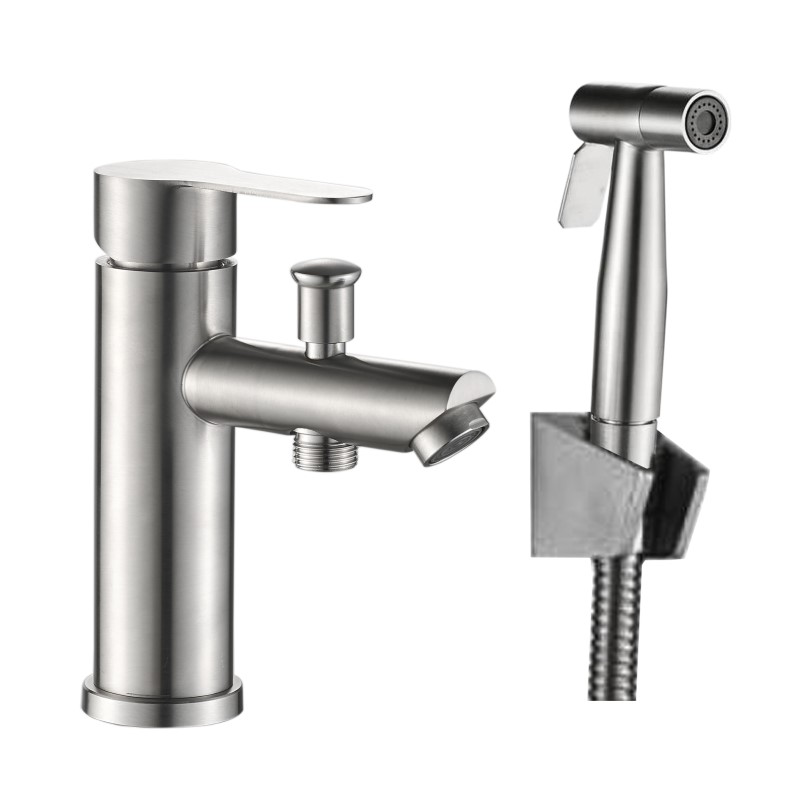 

Смеситель для раковины с гигиеническим душем Haiba HB12801 сталь, HB12801