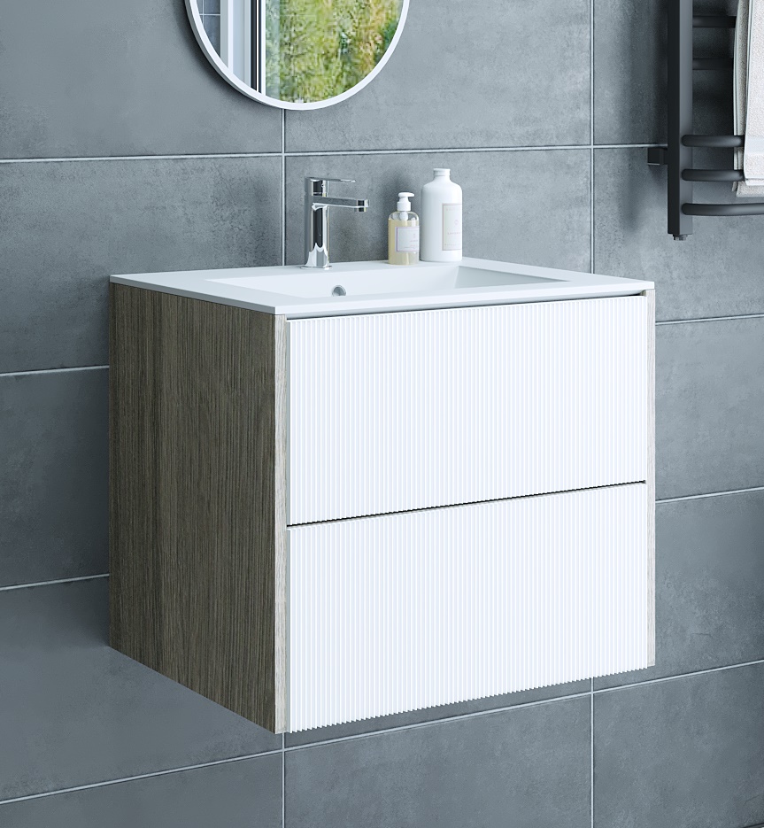 

Тумба с раковиной Sanflor Диана 65 дуб шерман белый (раковина Kerama Marazzi Piano 65), Светлое дерево, Диана