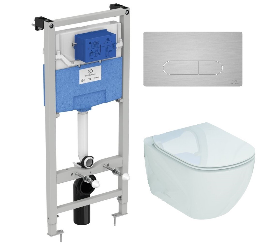 

Комплект инсталляция Ideal Standard Prosys Frame R020467+унитаз Ideal Standard Tesi T007901+кнопка смыва R0115JG, Белый, R020467+T007901+R0115JG