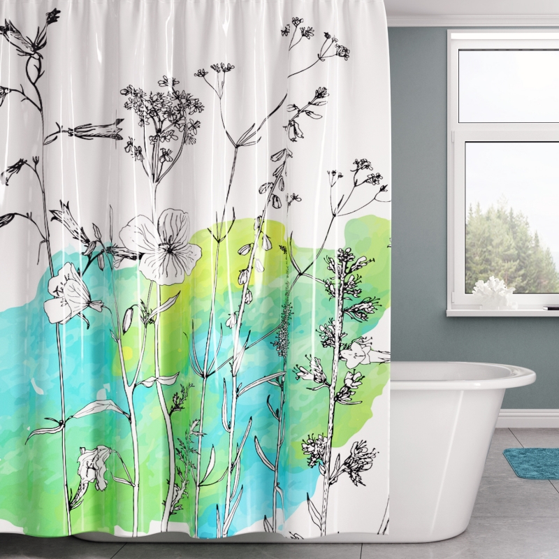 

Штора для ванной WasserKRAFT Dill SC-39000 SC-39101 черная/зеленая, Черный/зеленый, SC-39101