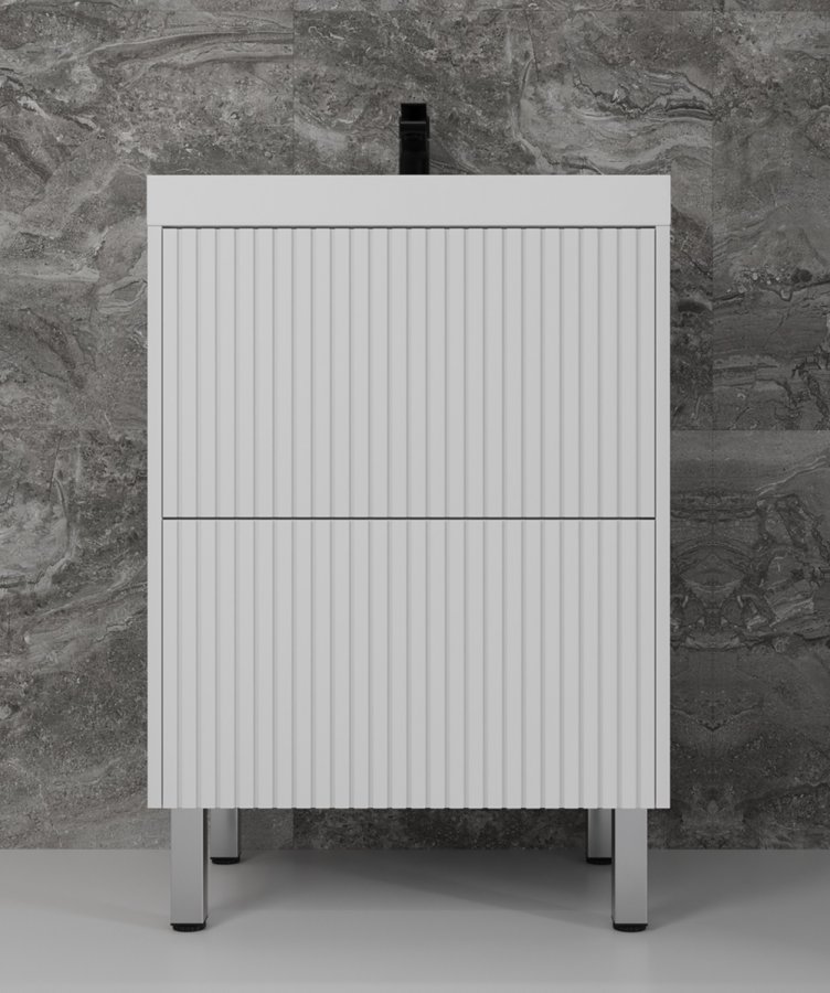 

Тумба с раковиной Style Line Стокгольм 60 напольная, белый рифленый софт, Стокгольм 60