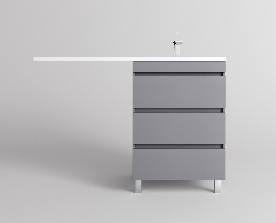 

Тумба с раковиной Style Line Даллас Леон 120 R Люкс Plus напольная, 3 ящика, серый, Серый матовый, СС-00002449