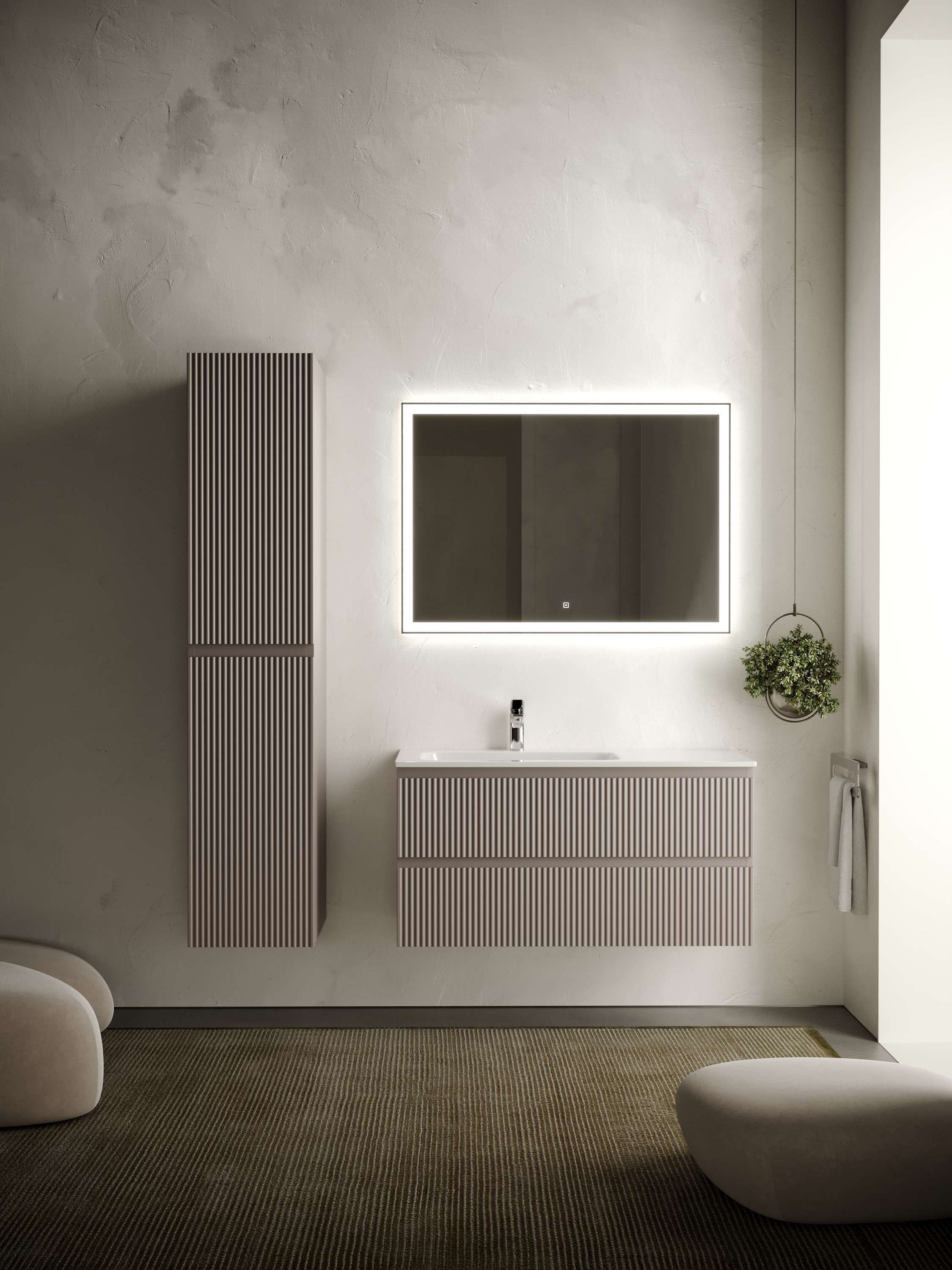 

Мебель для ванной Sancos Snob R 100 SNR100LSM левая, 2 ящика, Doha Soft, Темно-серый, Snob R 100