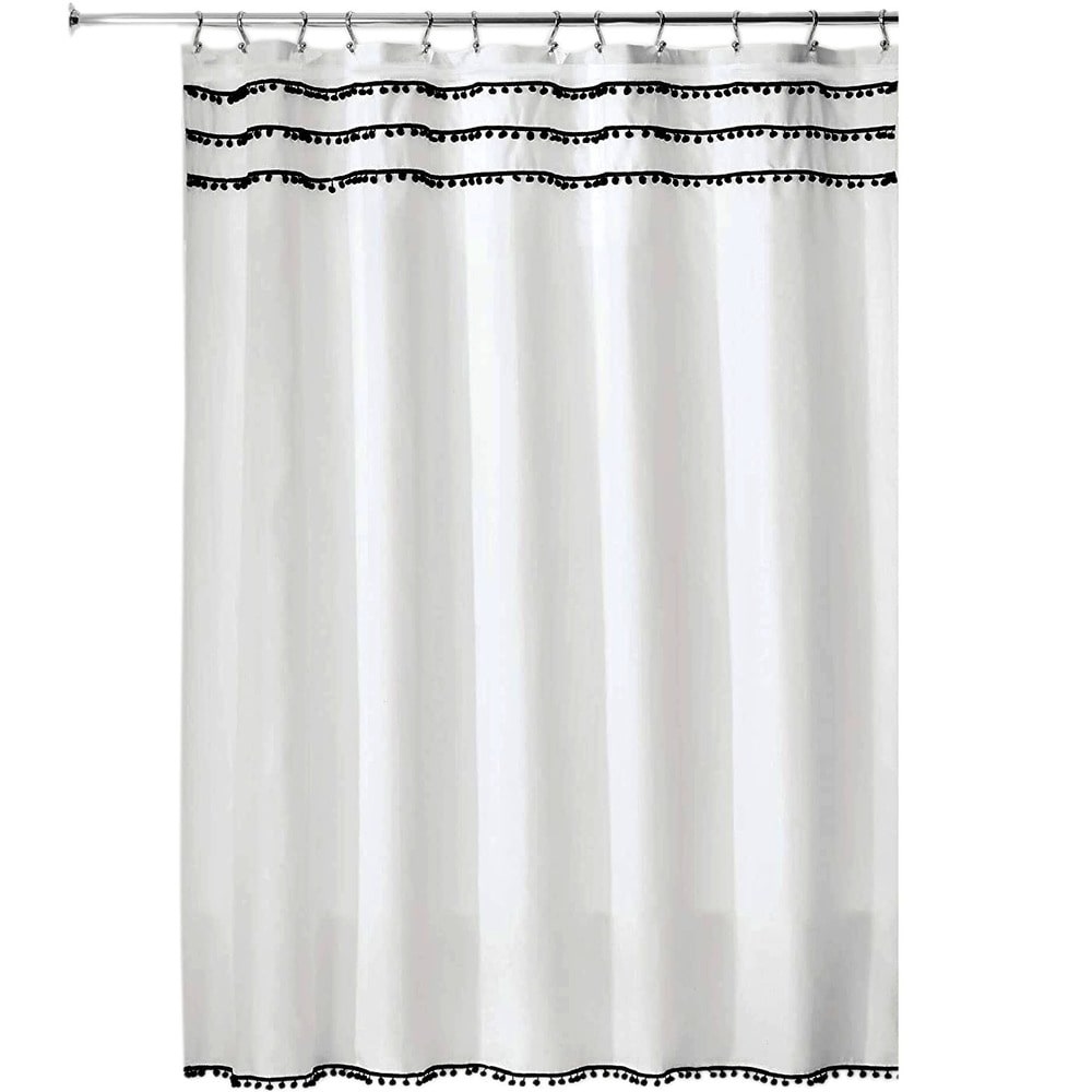 

Штора для ванной Carnation Home Fashions Pompon 180x200, Белый, PON180W