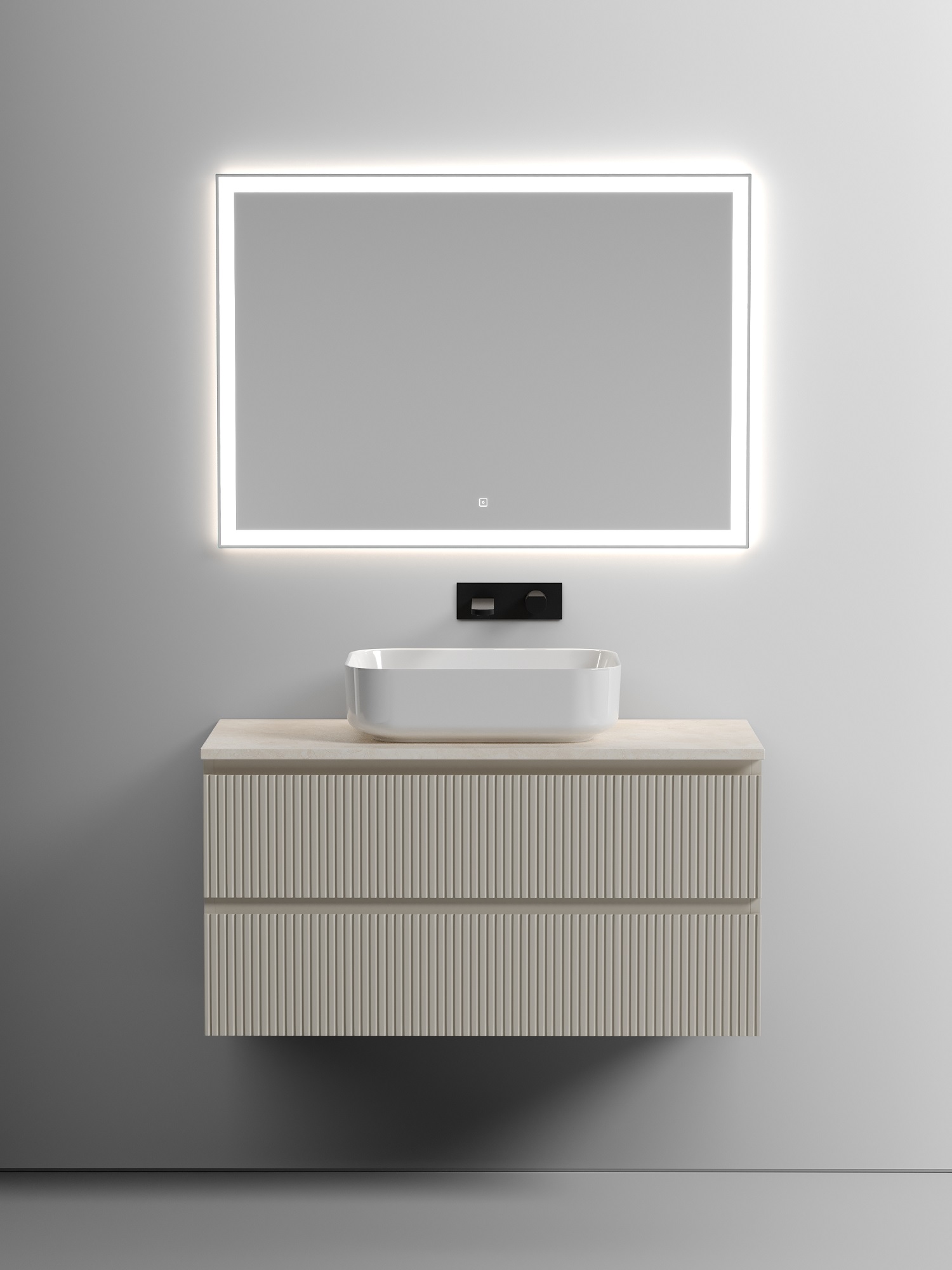 

Мебель для ванной Sancos Snob T 100 подвесная, столешница kreman, Beige Soft (без отверстия под смеситель), Бежевый, Snob T SNT100CE