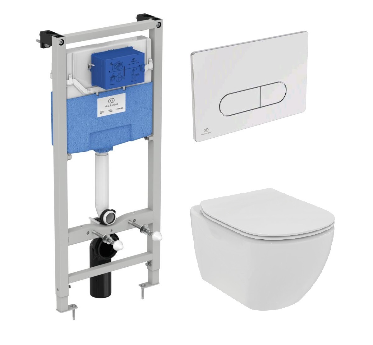 

Комплект инсталляция Ideal Standard Prosys Frame R020467+унитаз Ideal Standard Tesi Rimless T536001+кнопка смыва R0115AA, Белый, R020467+T536001+R0115AA