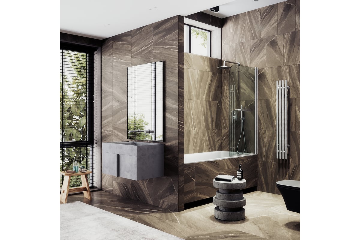 

Шторка на ванну Maybah Glass MGV-764-5 40х140 см, профиль хром матовый, стекло прозрачное, MGV-764-5