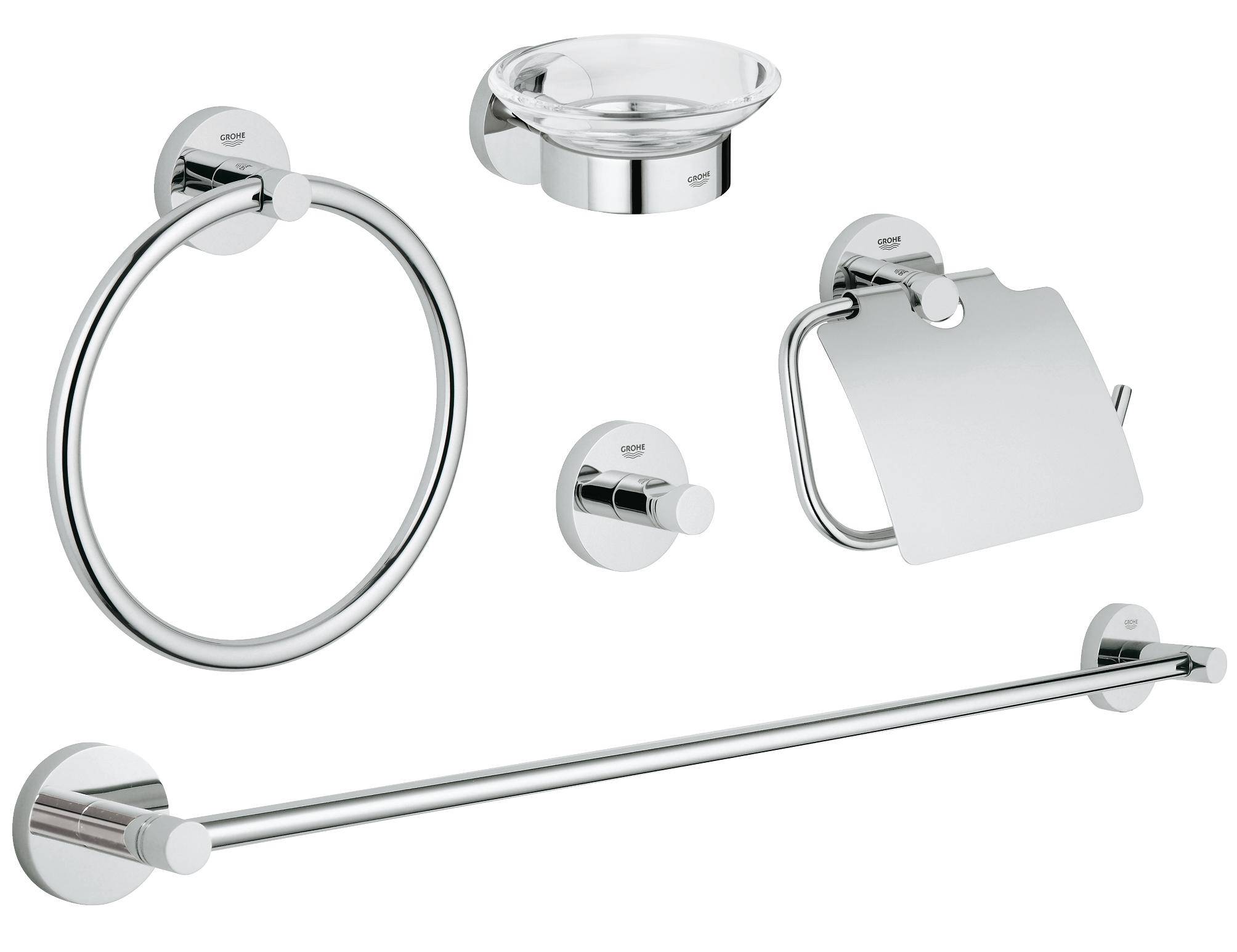 

Набор аксессуаров Grohe Essentials 40344001 5 предметов, хром, Essentials 40344001