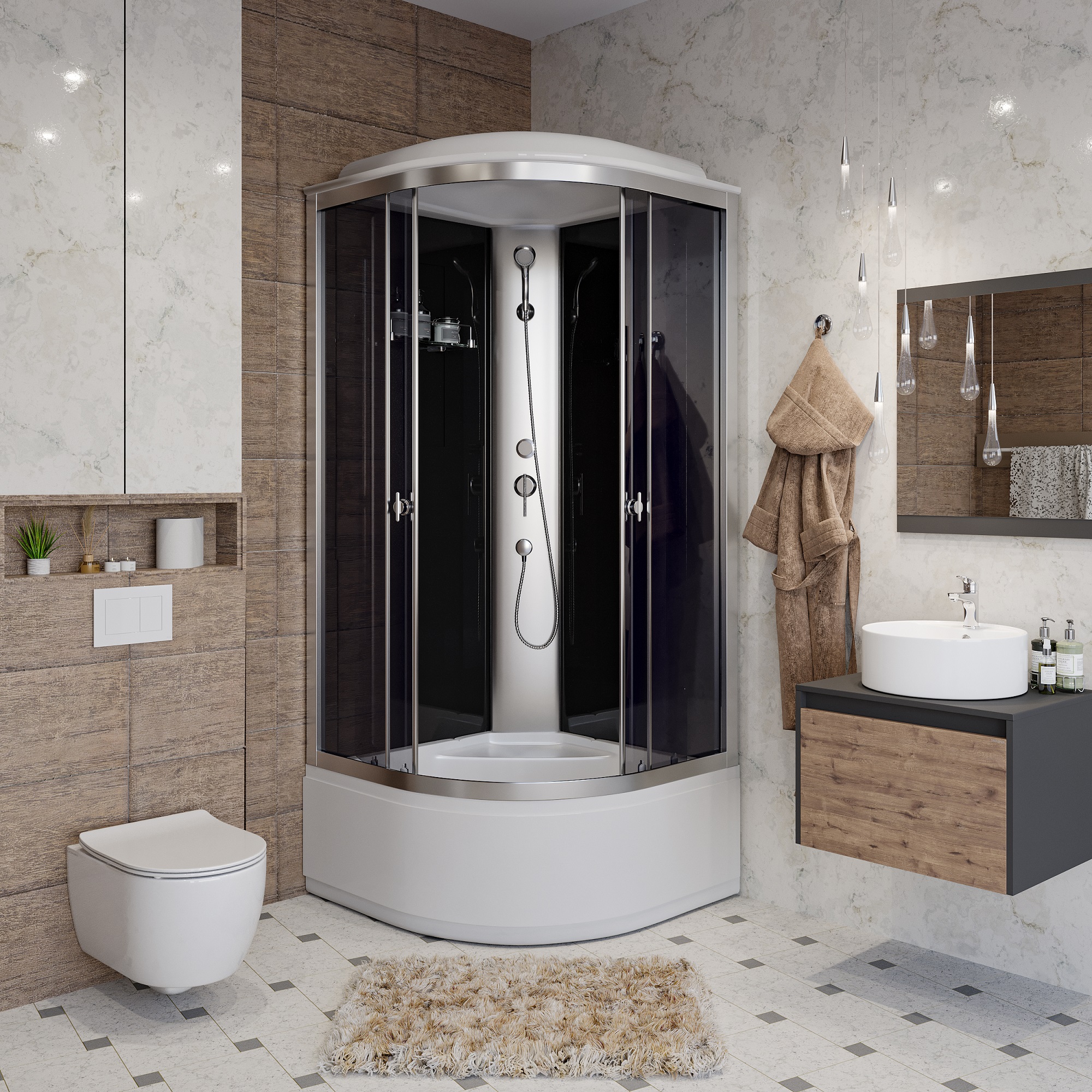

Душевая кабина Niagara Eco E90/40/ТN 90x90x215, E90/40/ТN