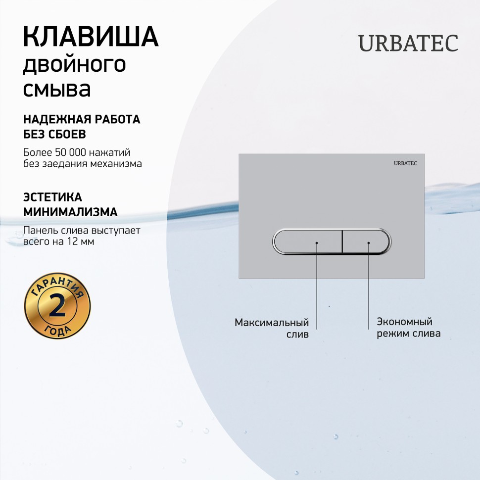 

Кнопка смыва Urbatec F7BI белая глянец, Белый глянец, F7BI