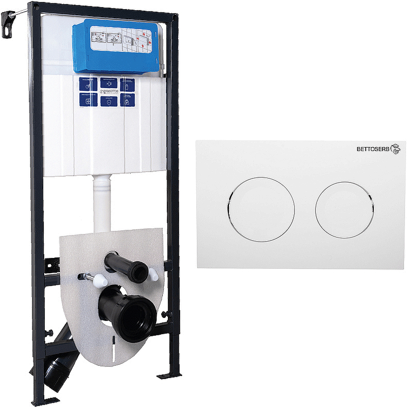 

Инсталляция Bettoserb Sava Fix Slim 40006456 + клавиша Sitnica 40006466 белая, Черный / белый, 40006456
