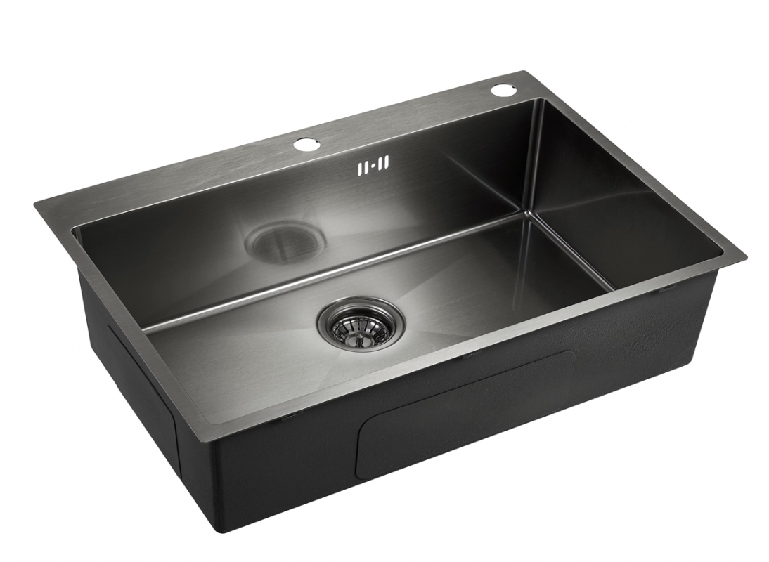 

Мойка кухонная Emar PVD 201 EMB-125A PVD Nano Dark черный, EMB-125A PVD Nano Dark