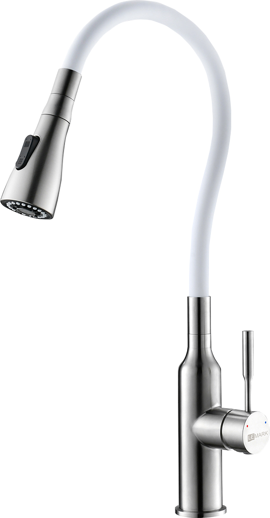 

Смеситель Lemark Expert LM5082S-White для кухонной мойки, Хром / белый