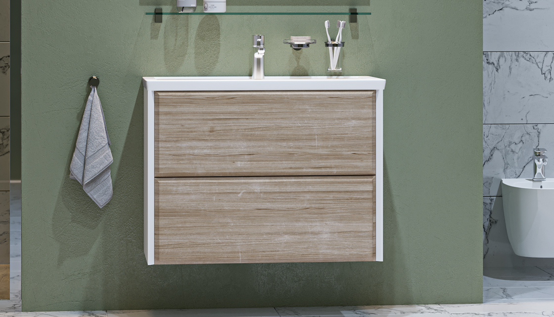

Тумба с раковиной Velvex Gesso 80.2Y белая/дуб сонома, Белый/дуб, Gesso 80.2Y