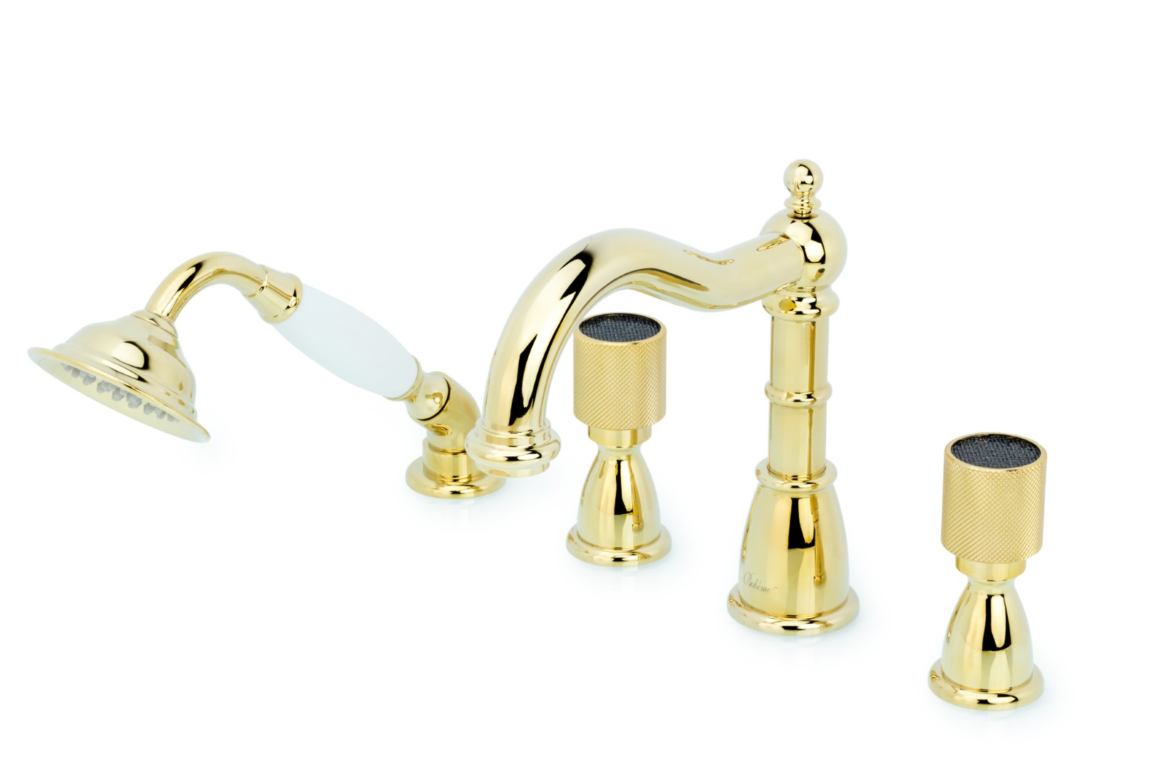 

Смеситель для ванны с душем Boheme Royal Cristal 395-Royal/CRST black золото, 395-Royal/CRST black