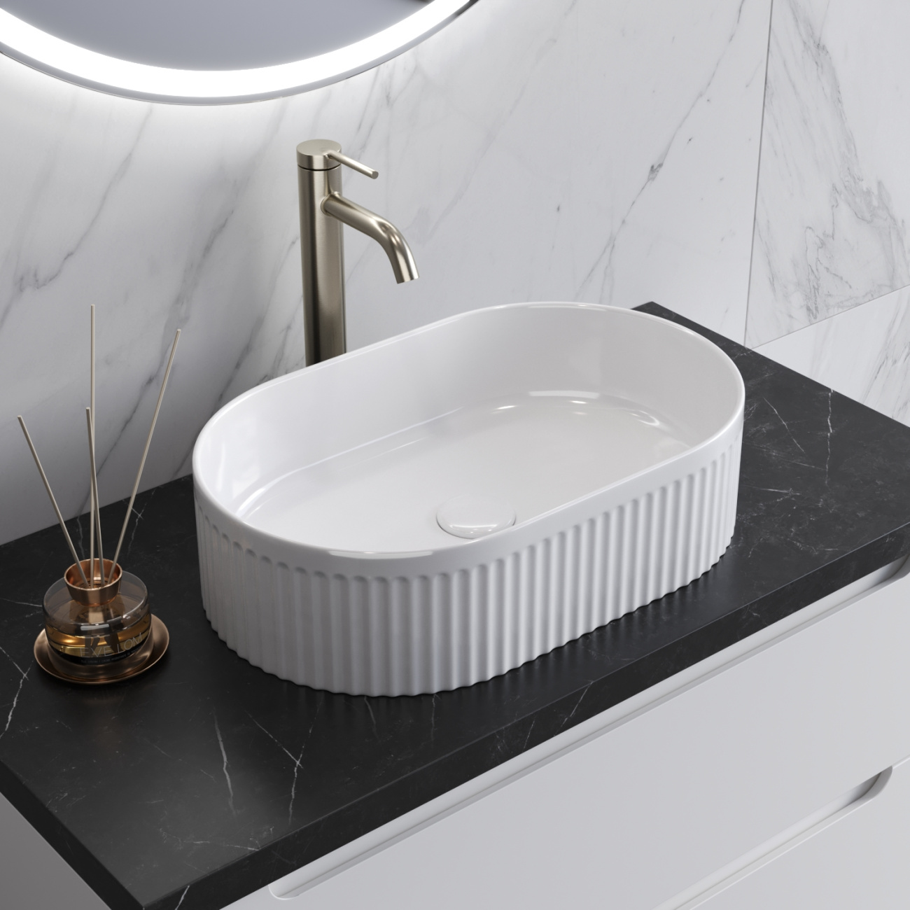 

Раковина BelBagno BB1497 накладная 49х31 см, белая, Белый, BB1497
